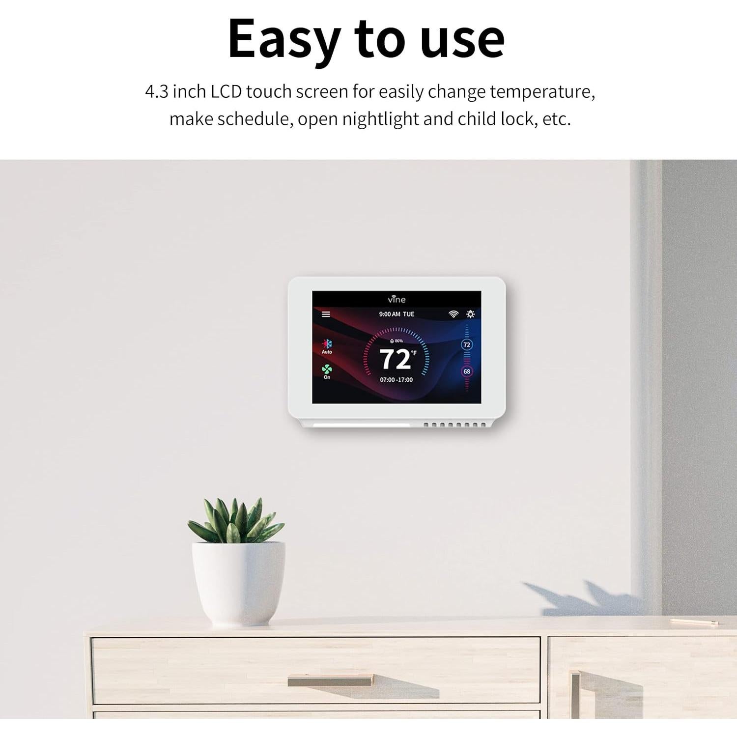 Termostato Inteligente Vine TJ-919E Wi-Fi Programable 7 Días