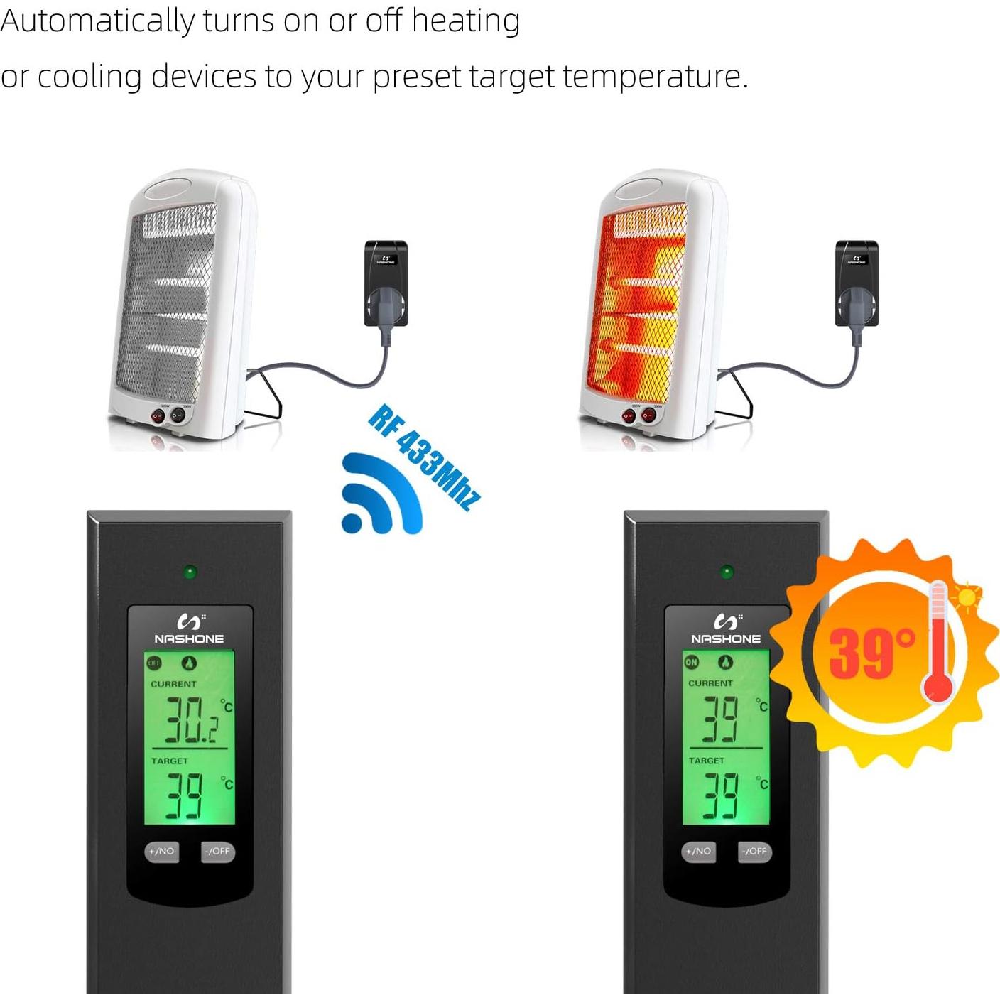 Enchufe Termostático Inalámbrico NASHONE con Control Remoto