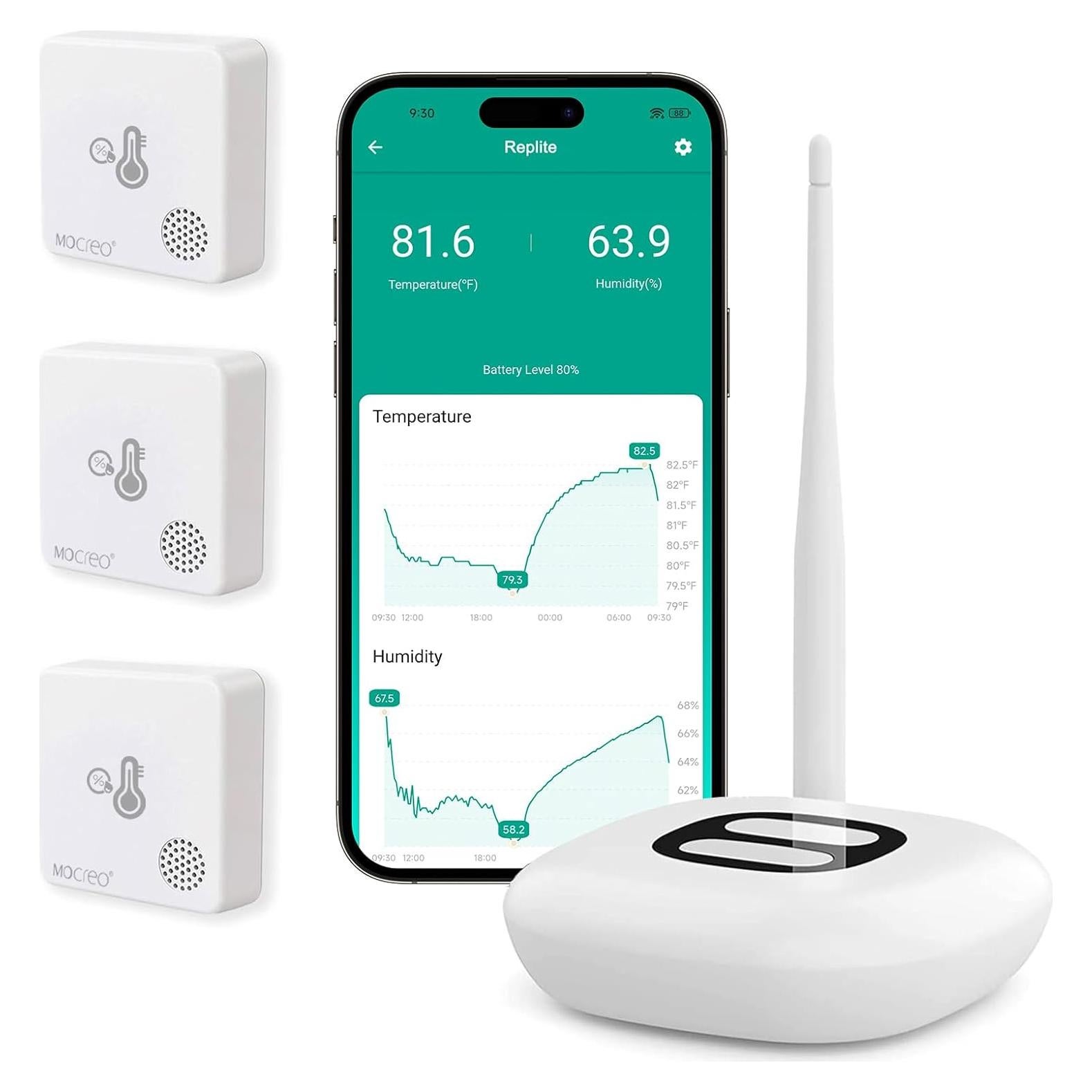 Termómetro Higrómetro WiFi MOCREO ST6 con 3 Sensores