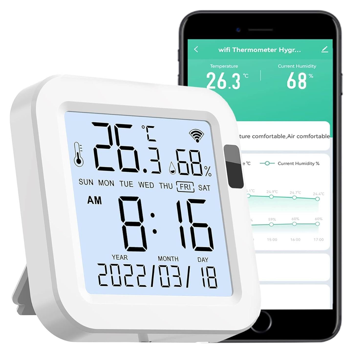 Termómetro Higrometro WiFi Gaoducash con Pantalla LCD 3"