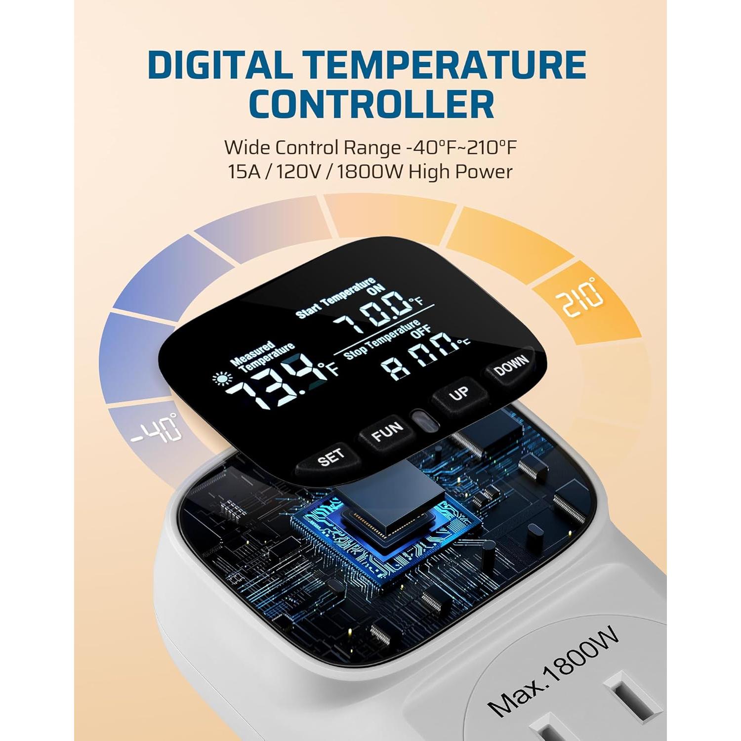 Controlador Digital de Temperatura DEWENWILS 15A 1800W