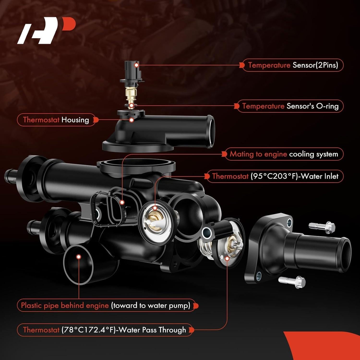 A-Premium Carcasa de Termostato con Sensor para Dodge Jeep