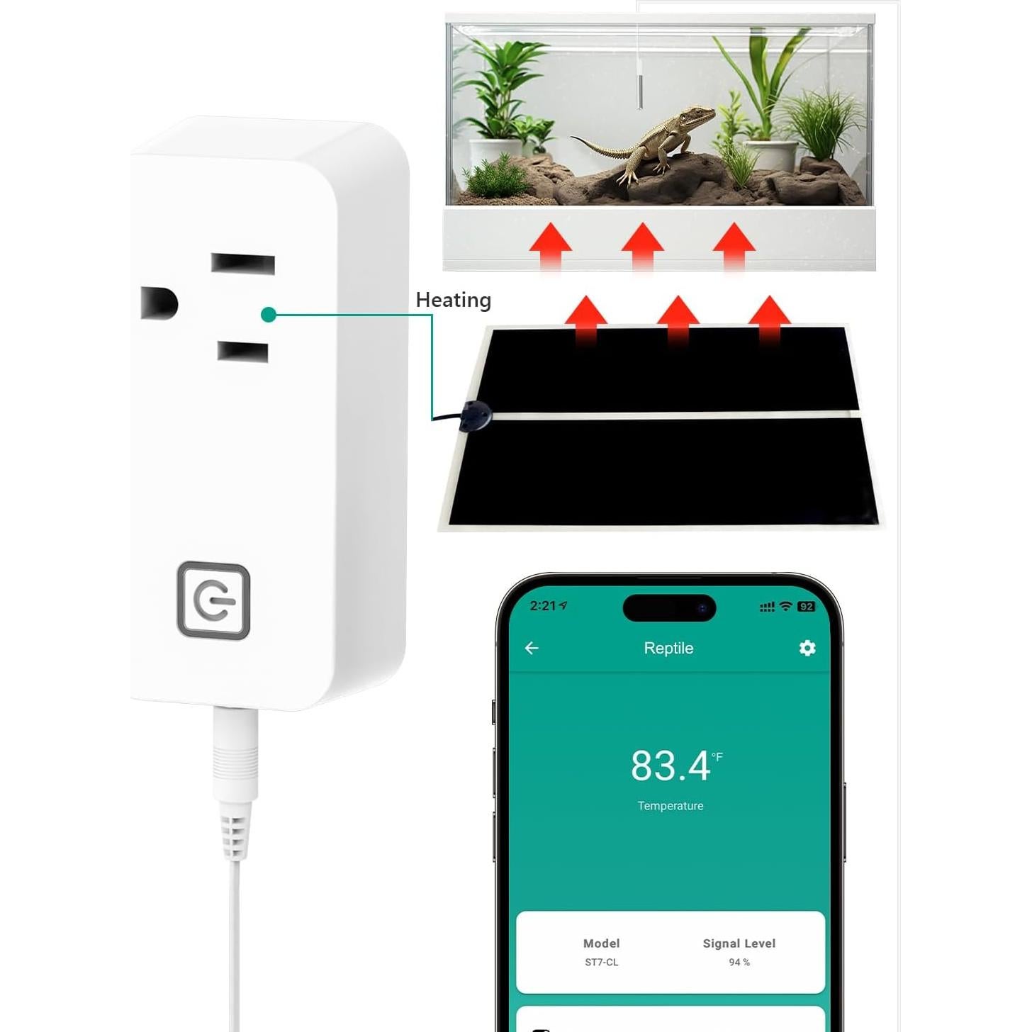 Controlador de Temperatura Bluetooth MOCREO 1100W para Reptiles