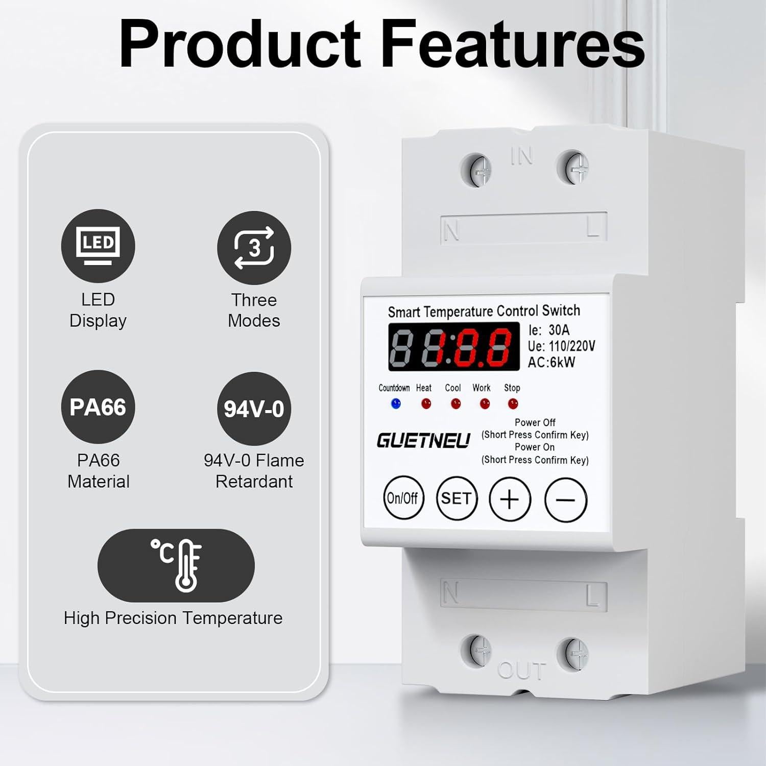 Controlador de Temperatura GUETNEU 110V-220V LED -40 a 140°C