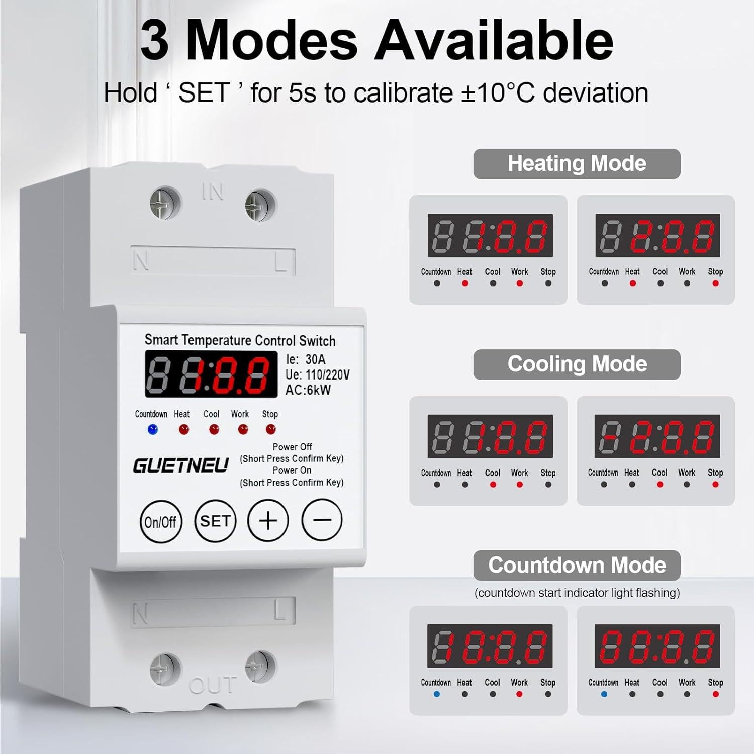 Controlador de Temperatura GUETNEU 110V-220V LED -40 a 140°C