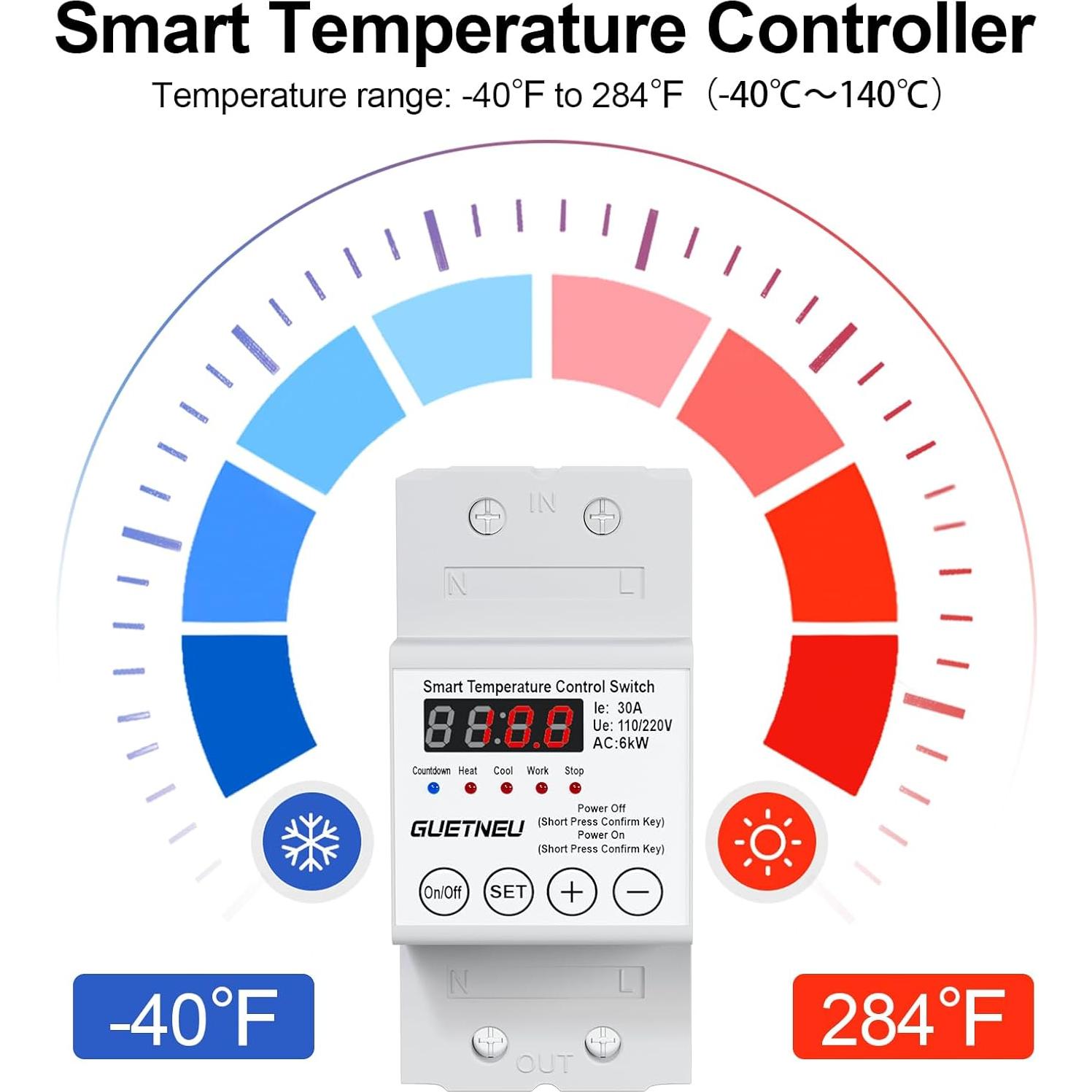 Controlador de Temperatura GUETNEU 110V-220V LED -40 a 140°C