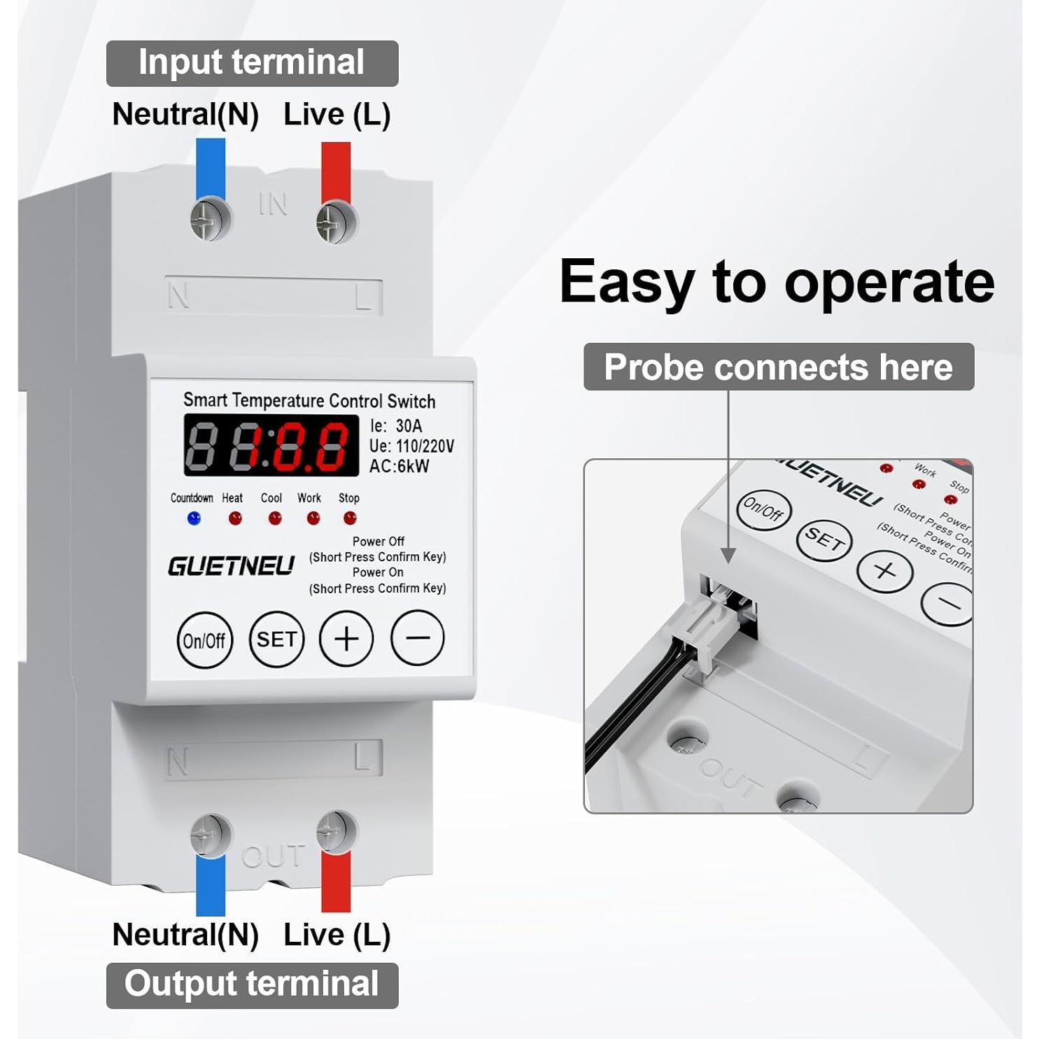 Controlador de Temperatura GUETNEU 110V-220V LED -40 a 140°C
