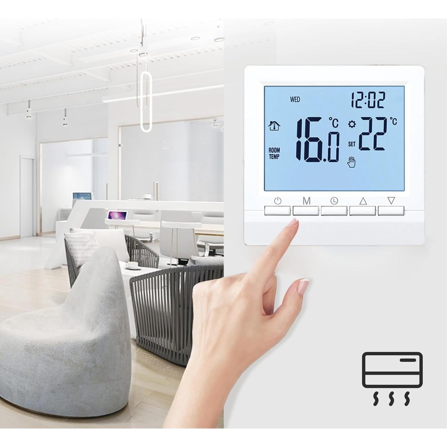 Termostato Programable Flylin LCD 24V con Bloqueo Infantil