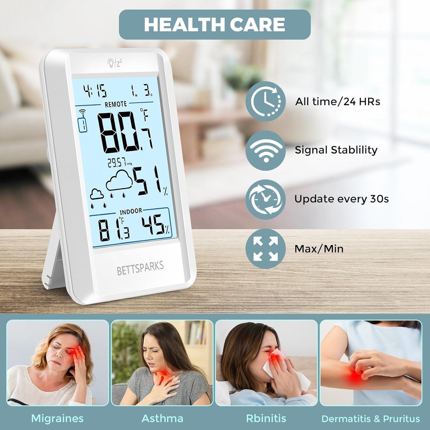 Termómetro Inalámbrico Bettsparks BR-E3-001 con Sensor Remoto