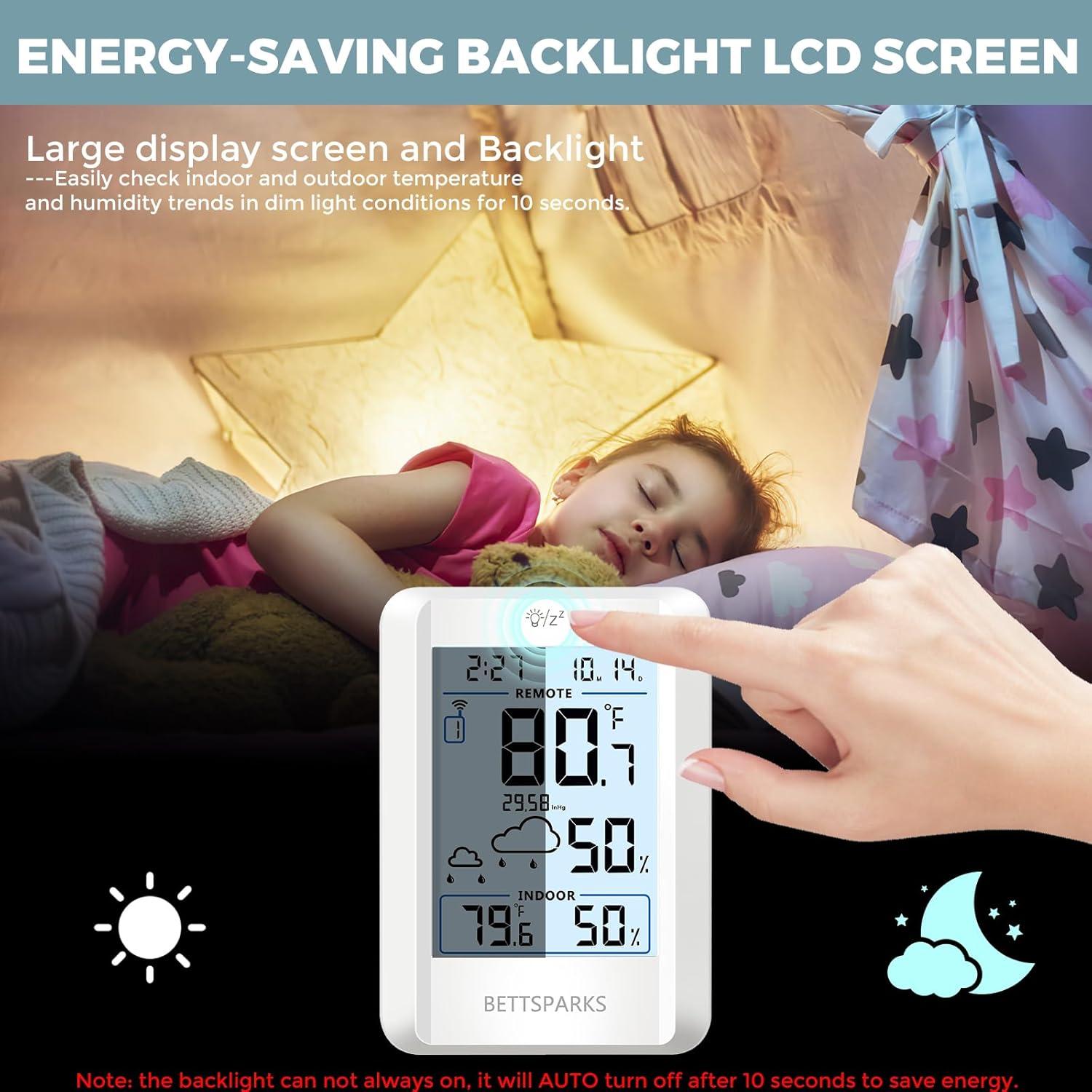 Termómetro Inalámbrico Bettsparks BR-E3-001 con Sensor Remoto