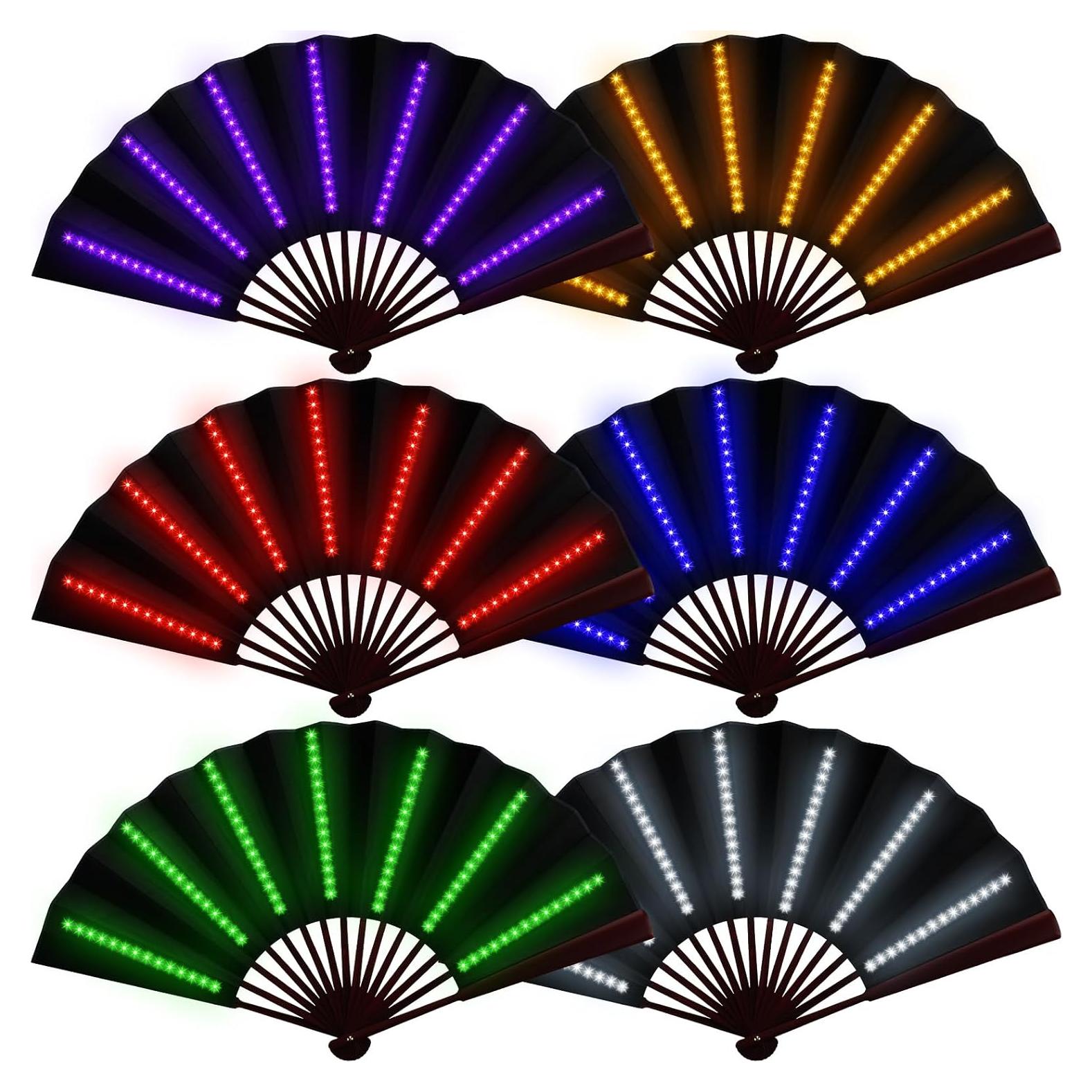 Abanico Plegable LED Roowest 6 Pcs 60 cm Colores Brillantes