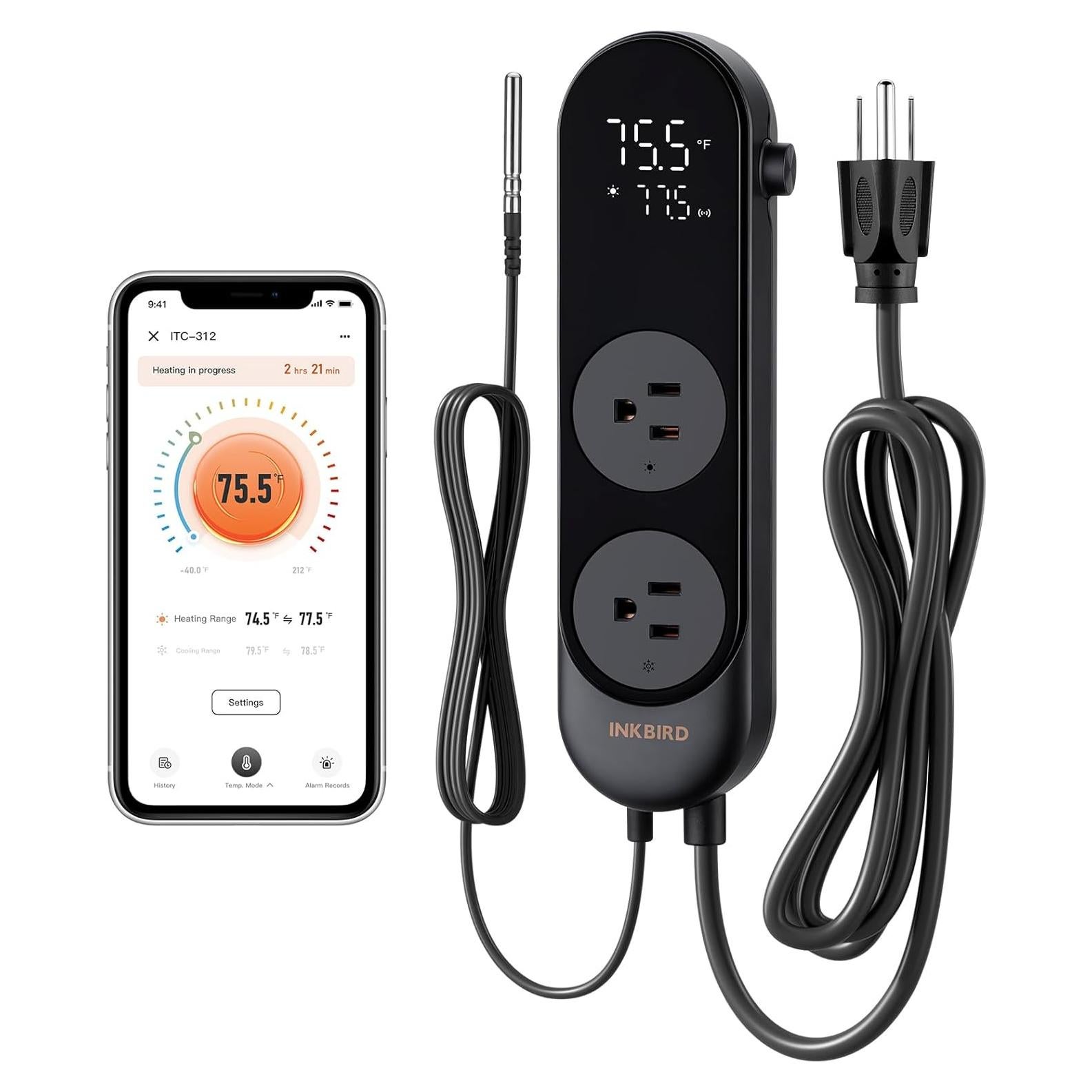 Controlador de Temperatura Digital INKBIRD ITC-312 1200W Bluetooth