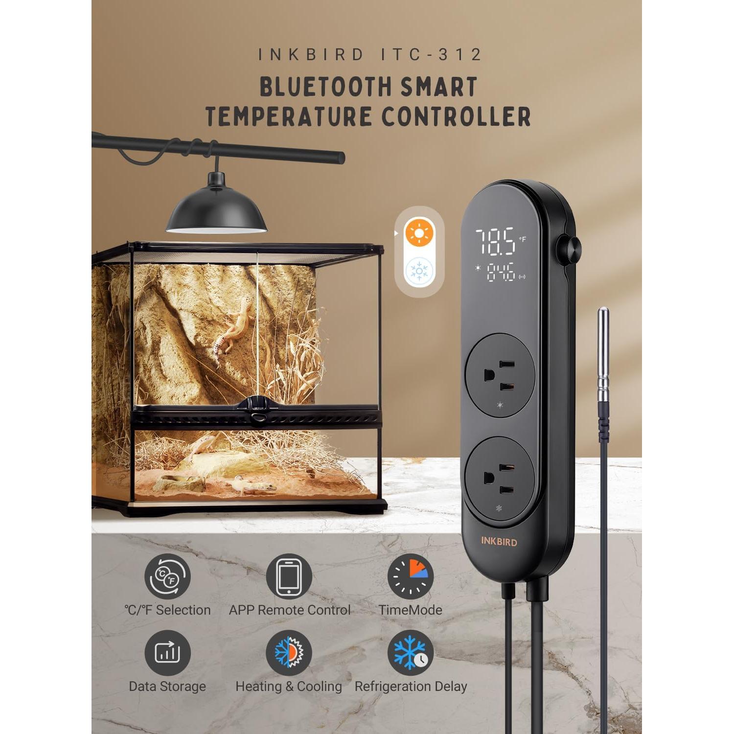 Controlador de Temperatura Digital INKBIRD ITC-312 1200W Bluetooth