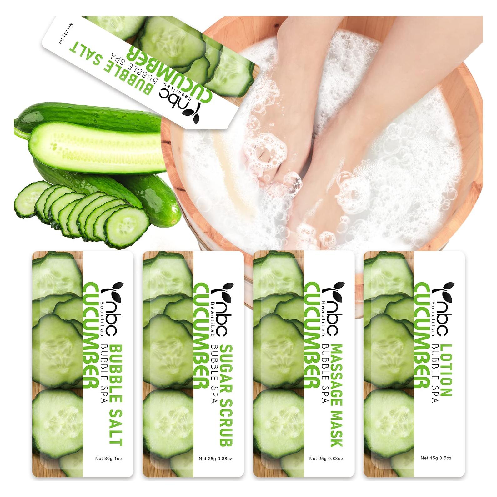 Kit de Pedicura Spa nbc BeautiLab 4 Pasos Pies Suaves Pepino