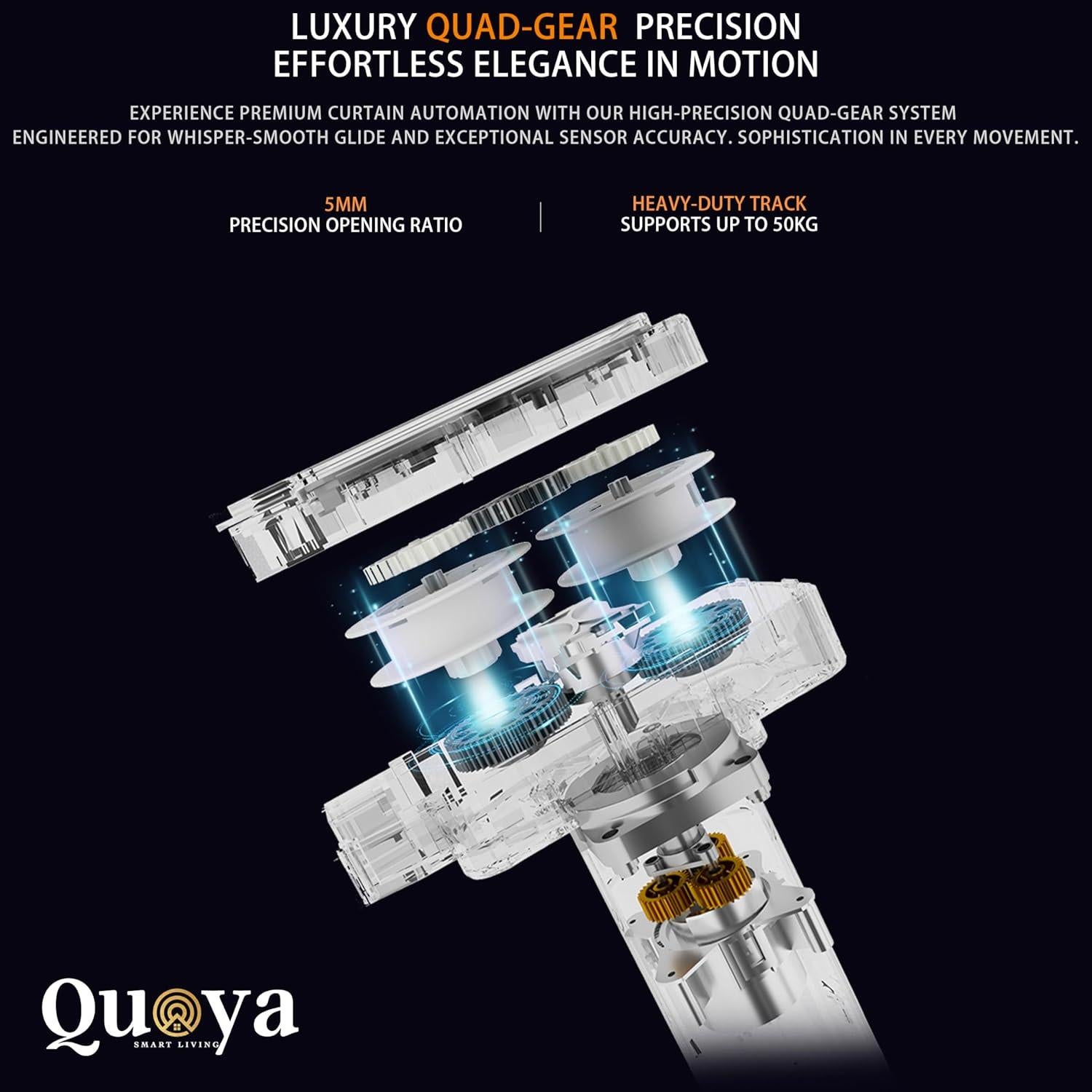 Pista de Cortina Eléctrica Quoya BL01 Ajustable 3m Control Remoto