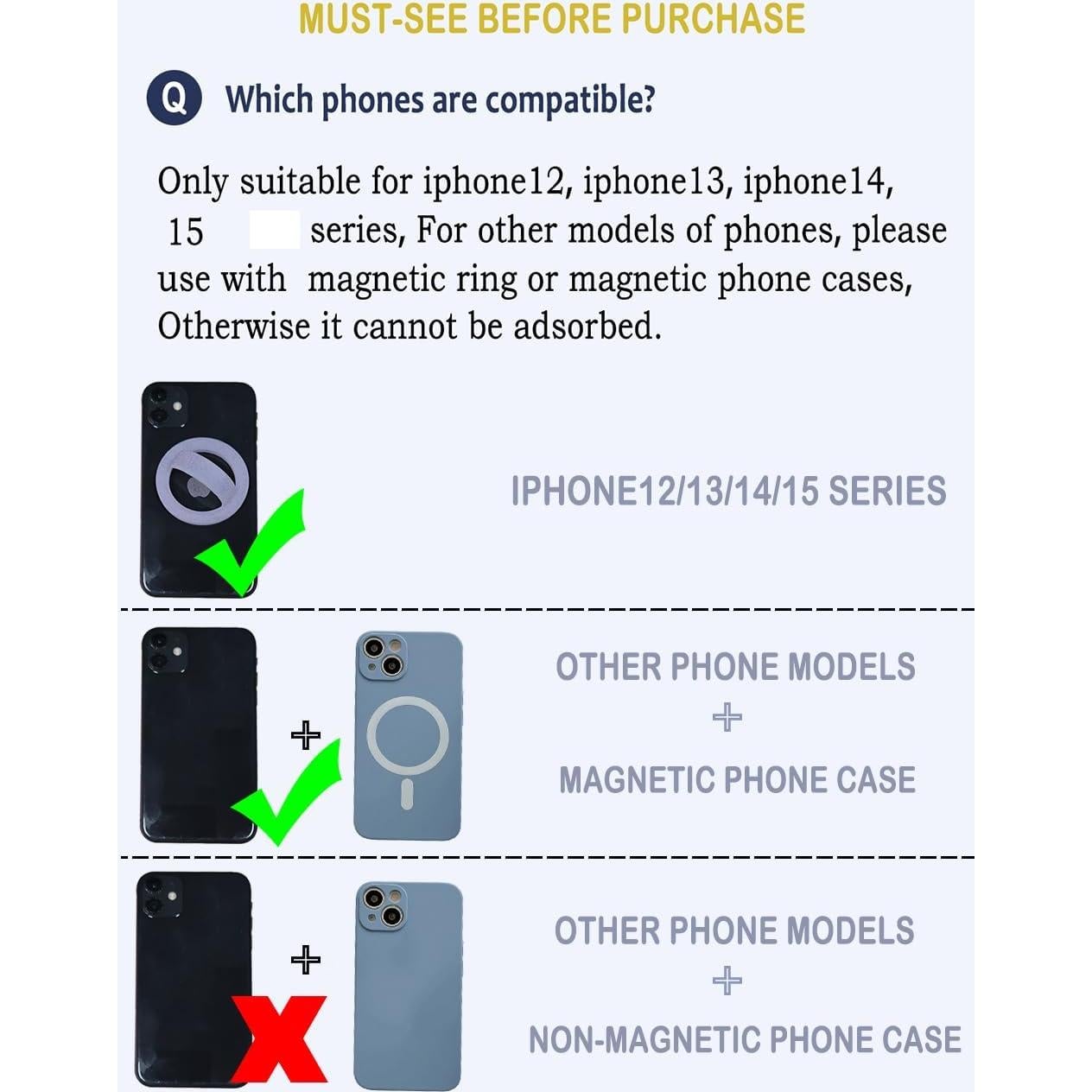 Agarradera Magnética VICHUNHO para iPhone 15/14/13/12 - Silicona