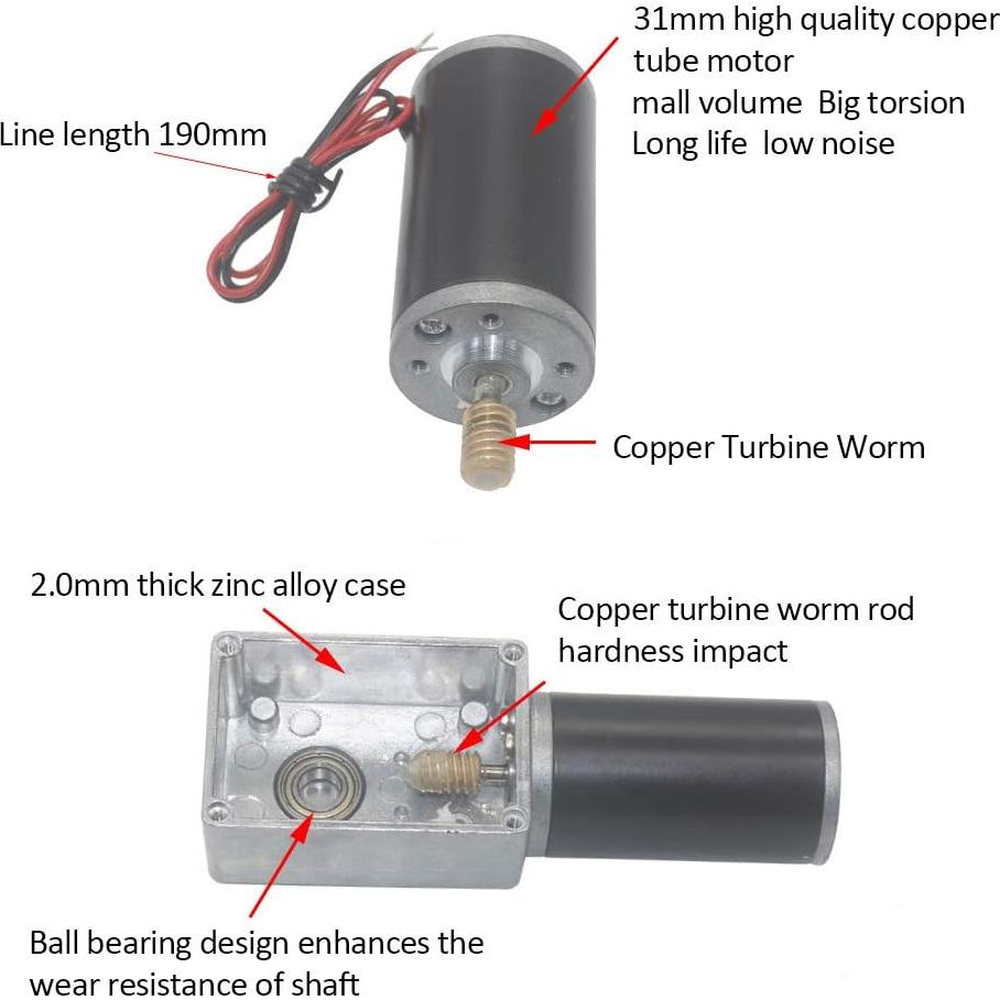 Motor de Engranaje Reversible 24V Estink 500RPM con Eje 8mm