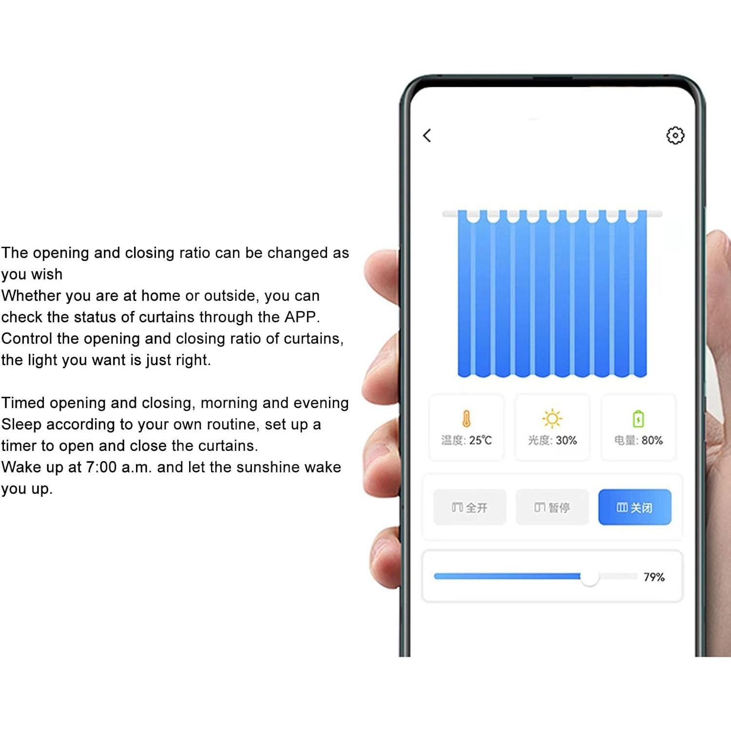 Apertura de Cortinas Inteligente Yunir, Control Remoto BT, Sensor Luz