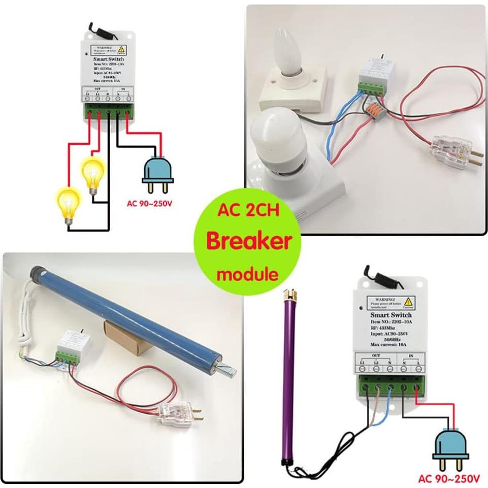 Interruptor de Luz Inteligente Qiulaofu 2 Canales 240V Inalámbrico