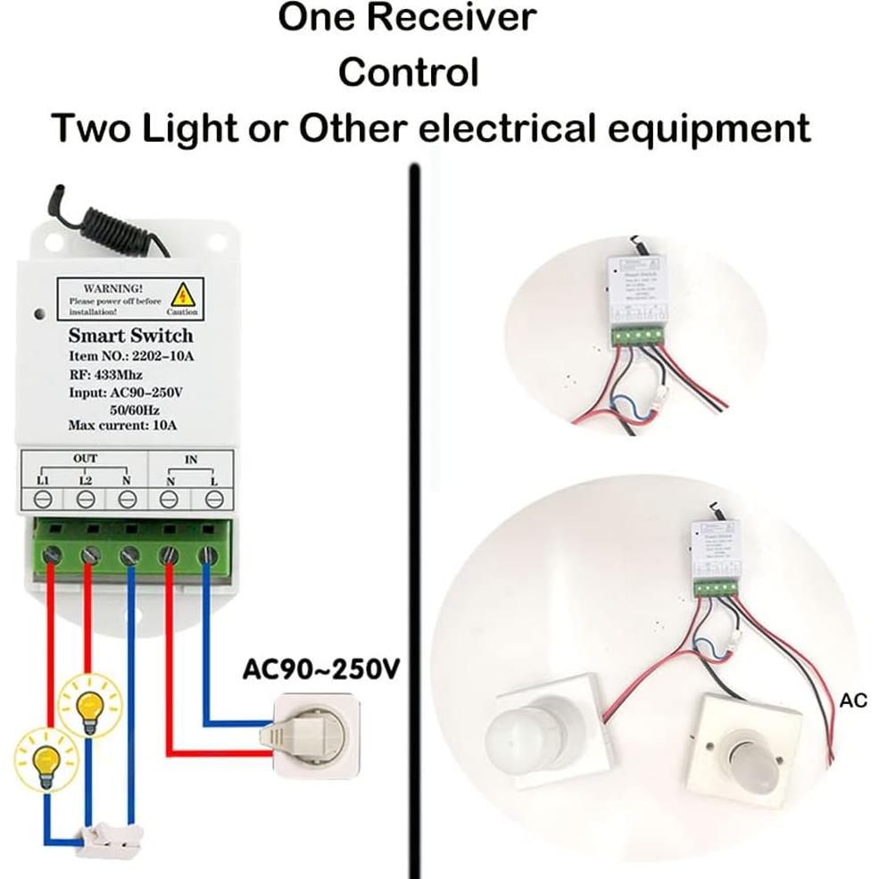Interruptor de Luz Inteligente Qiulaofu 2 Canales 240V Inalámbrico