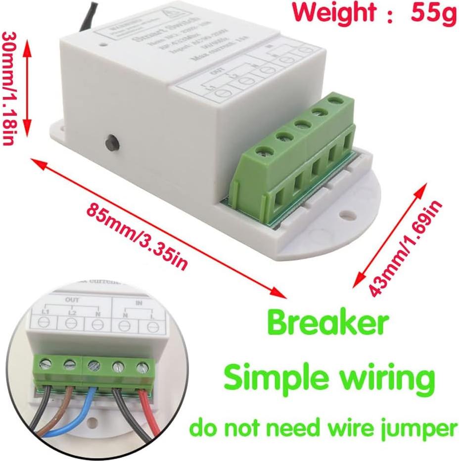Interruptor de Luz Inteligente Qiulaofu 2 Canales 240V Inalámbrico