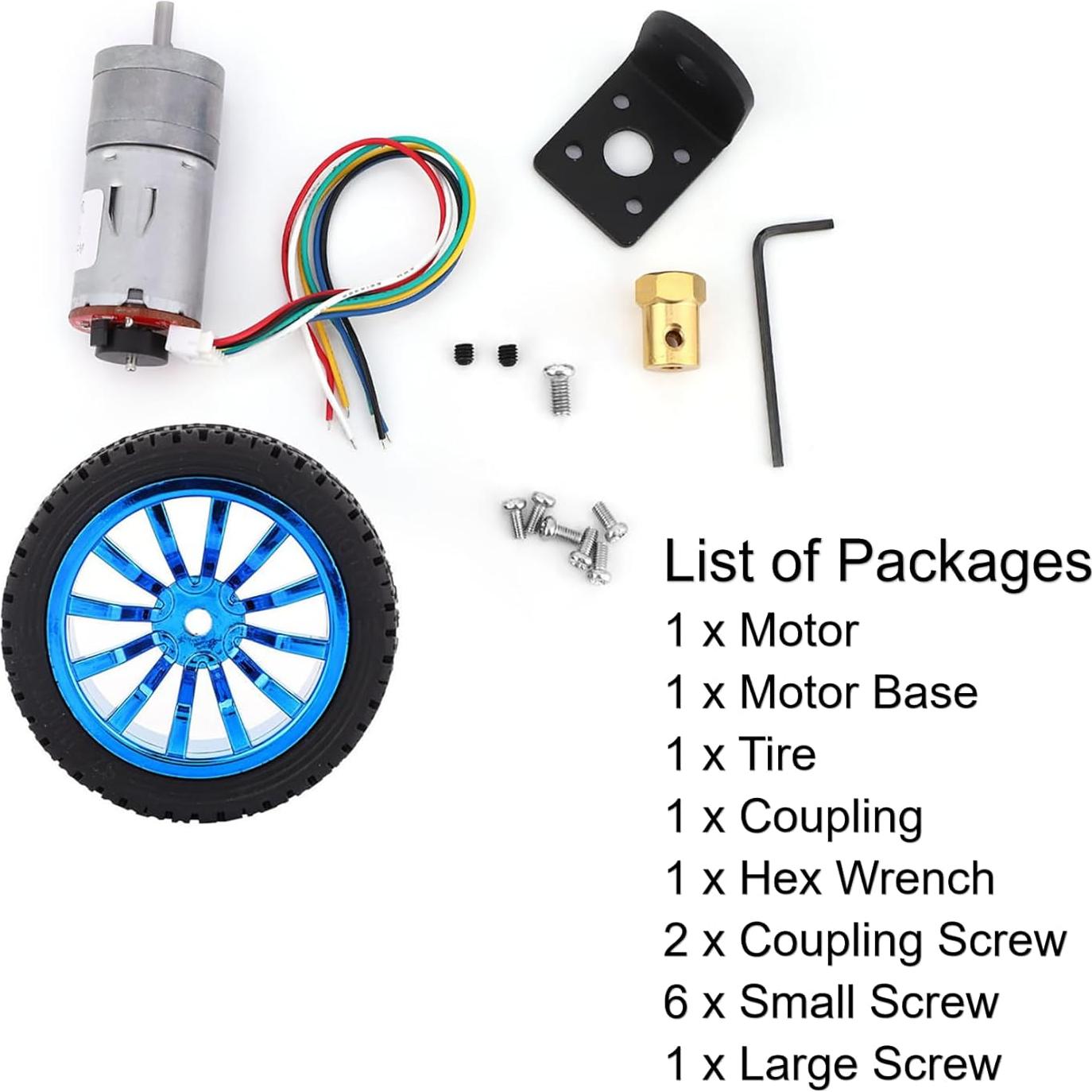 Motor DC 12V con Encoder SatcOp 500RPM para Robot Inteligente