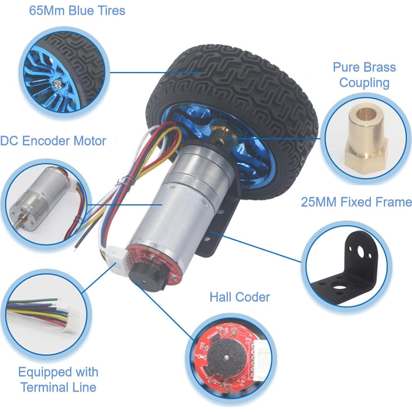 Motor DC 12V con Encoder SatcOp 500RPM para Robot Inteligente