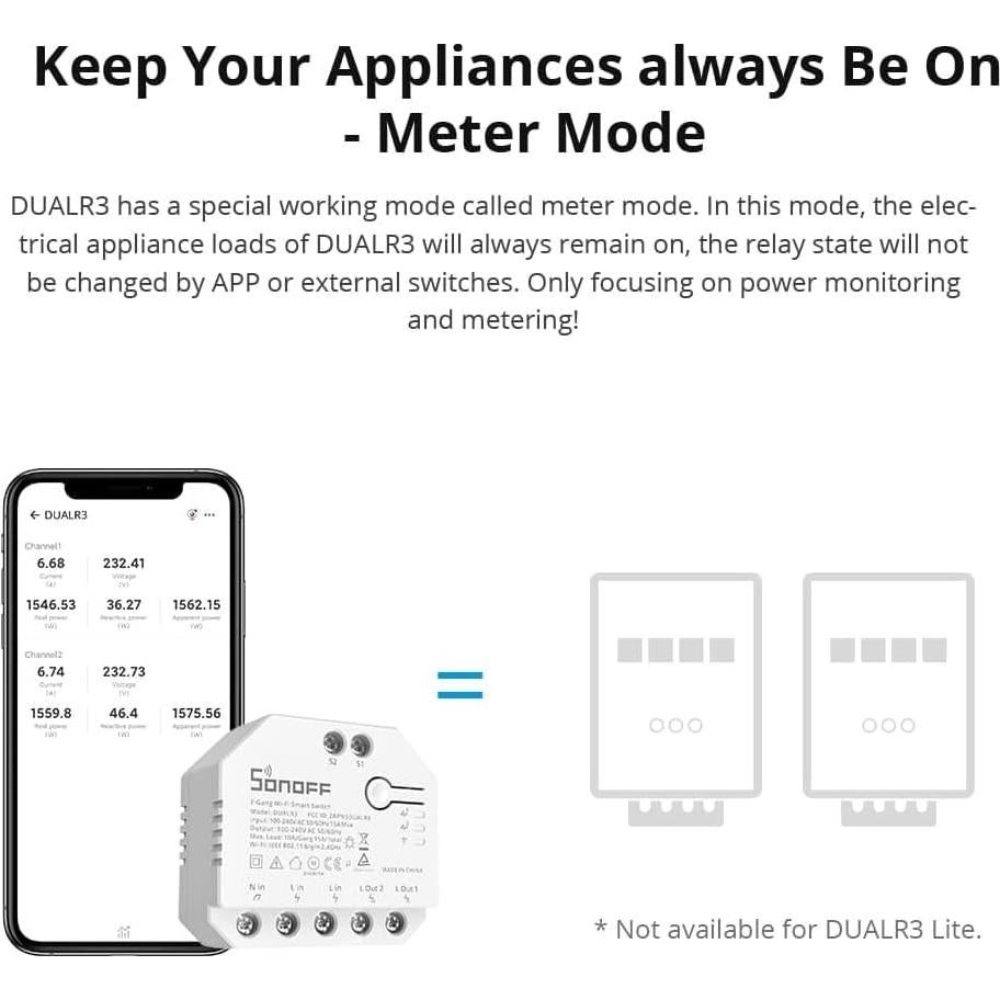 Interruptor Inteligente SONOFF DUALR3 Lite WiFi 240V 10W