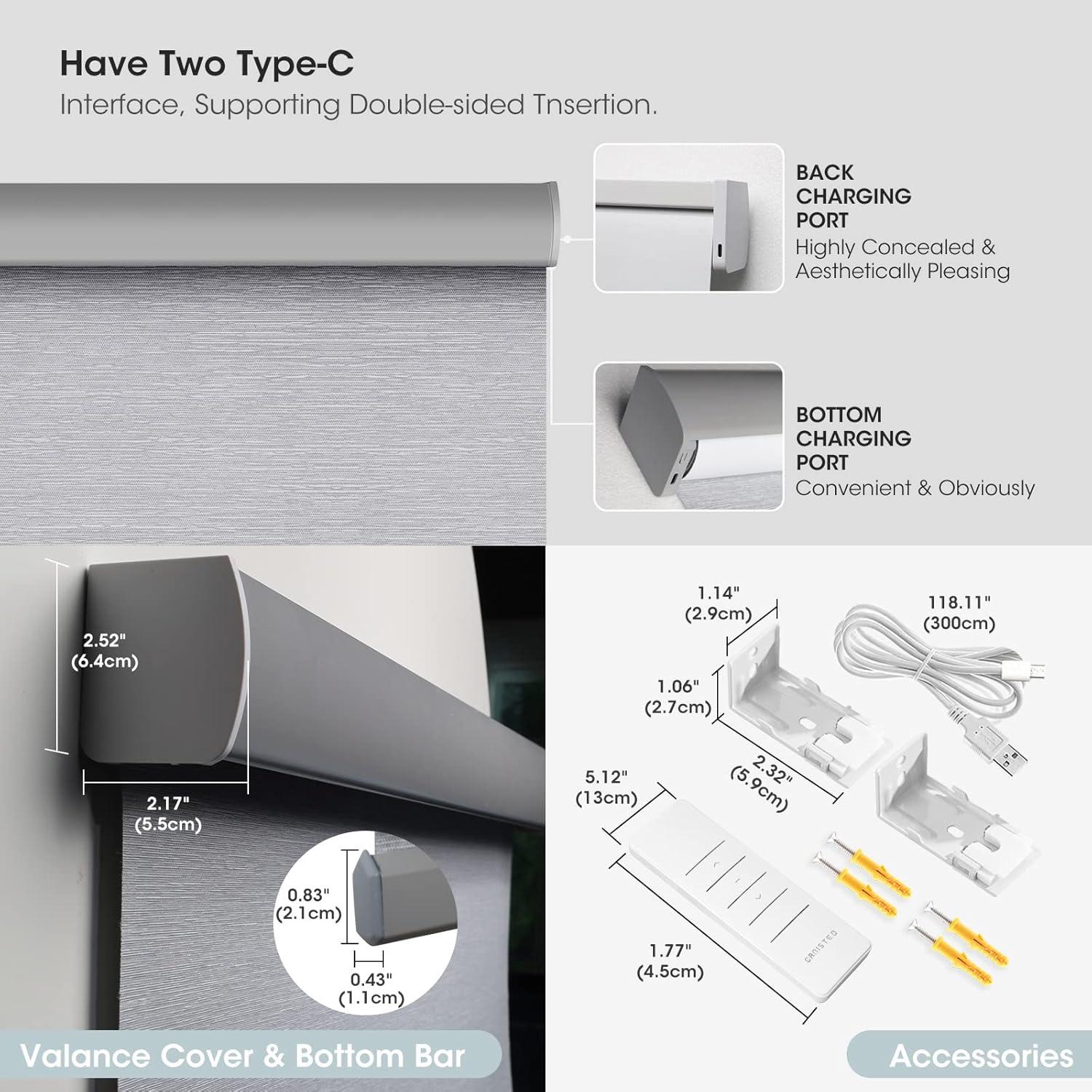 Persianas Motorizadas Canisteo 50x72 cm Control Remoto Gris