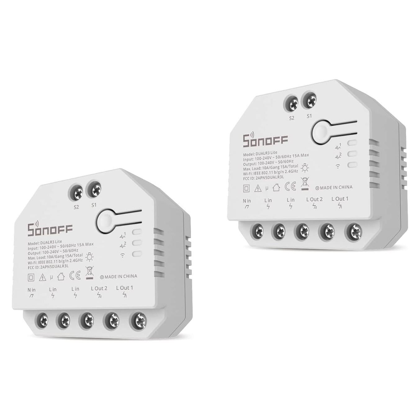 Interruptor Inteligente SONOFF DUALR3 Lite WiFi 2 Vías