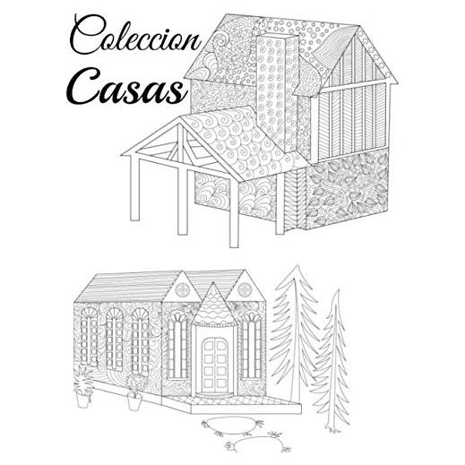 Coleccion Casas: Libro para colorear para adultos y adolescentes | Mandala | Antiestrés, relajación | Gran formato, 21,6x28 cm. (Spanish Edition)