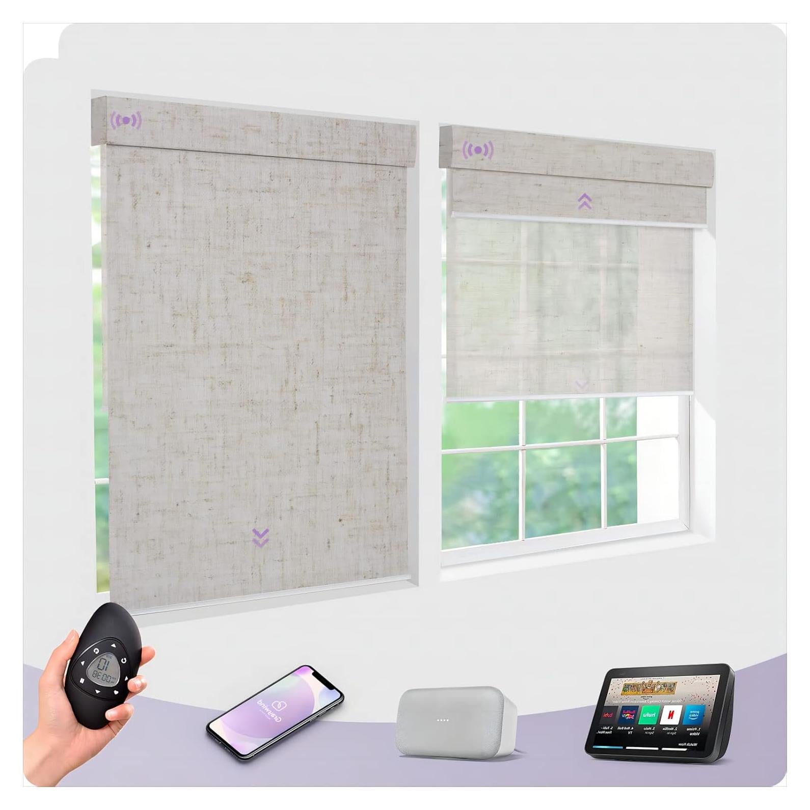 Persianas Duales Motorizadas Graywind Lino Beige 120x99cm