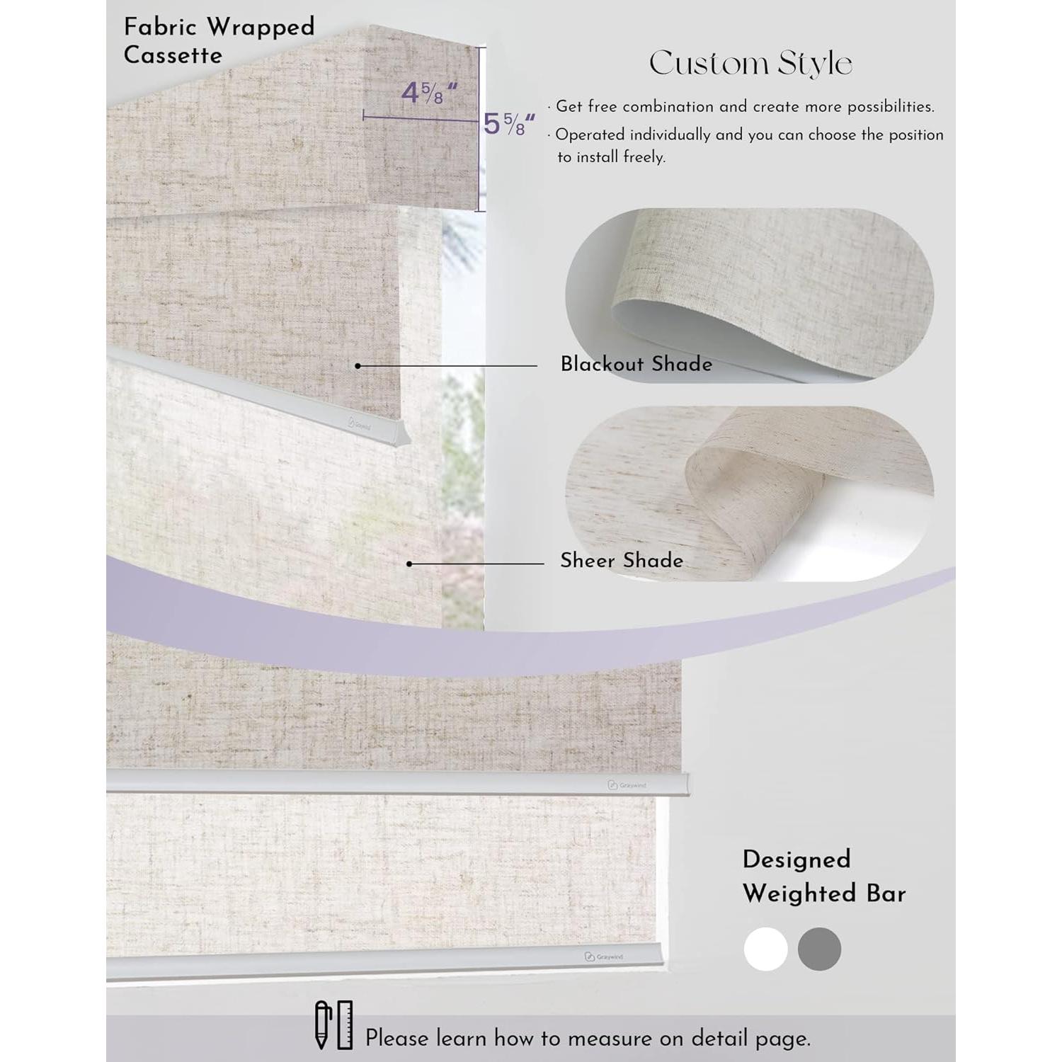 Persianas Duales Motorizadas Graywind Lino Beige 120x99cm