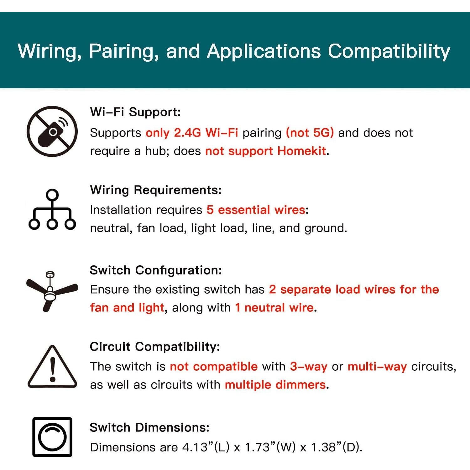 Control de Ventilador de Techo Inteligente TREATLIFE WiFi 2.4GHz