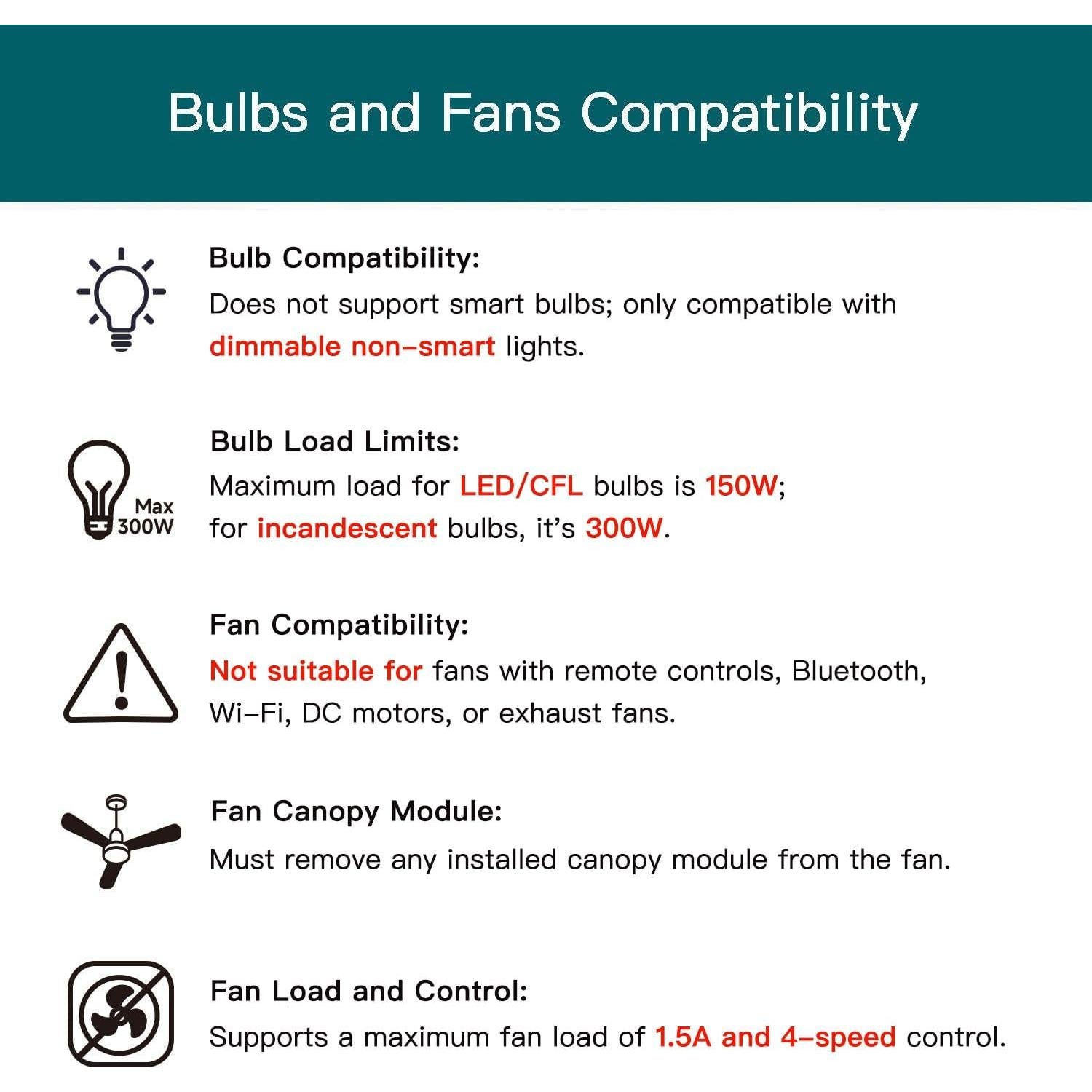 Control de Ventilador de Techo Inteligente TREATLIFE WiFi 2.4GHz