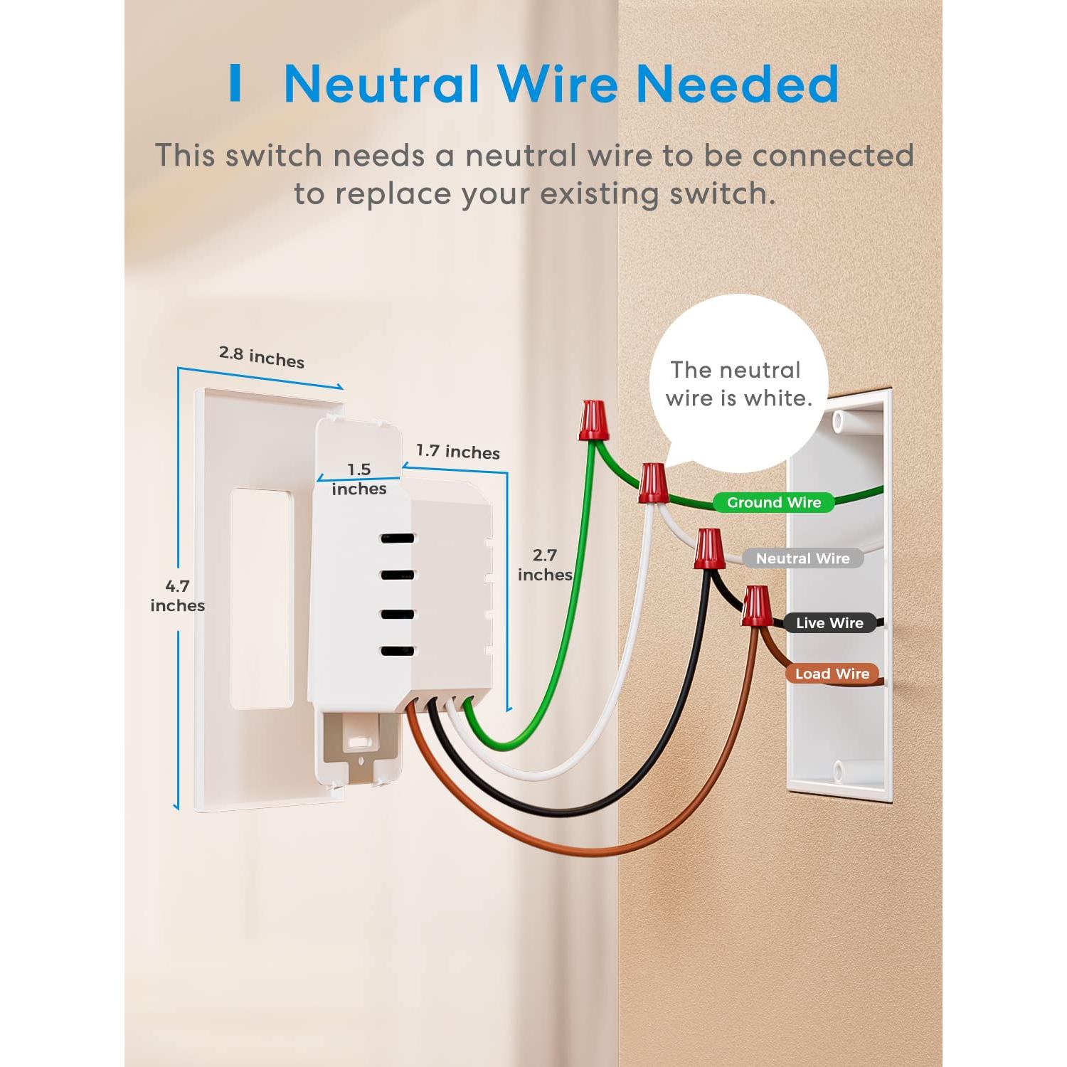 Interruptor Regulador Inteligente Meross 4 Pack WiFi 2.4GHz