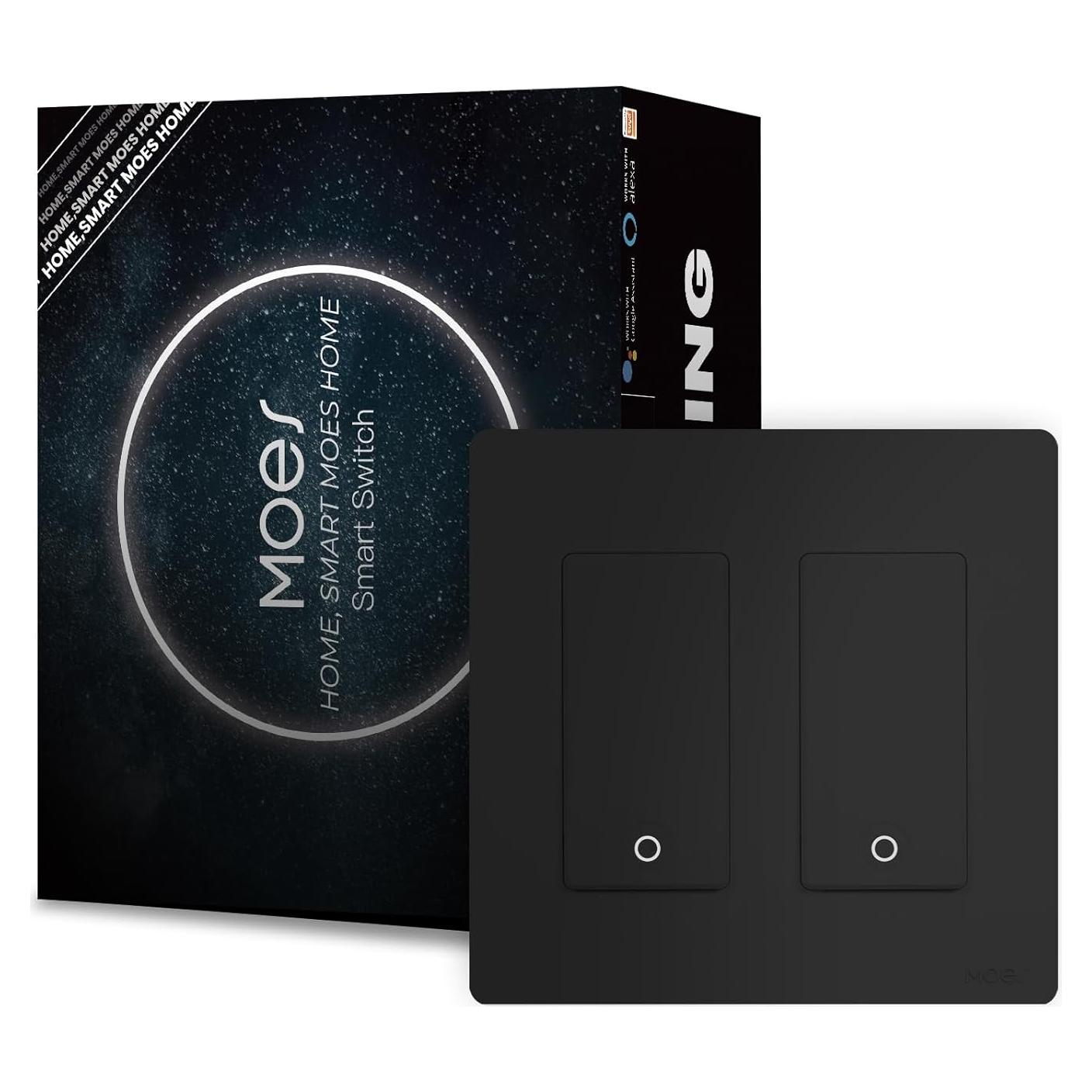 Interruptor de Luz Inteligente WiFi MOES 2 Gang Control Remoto