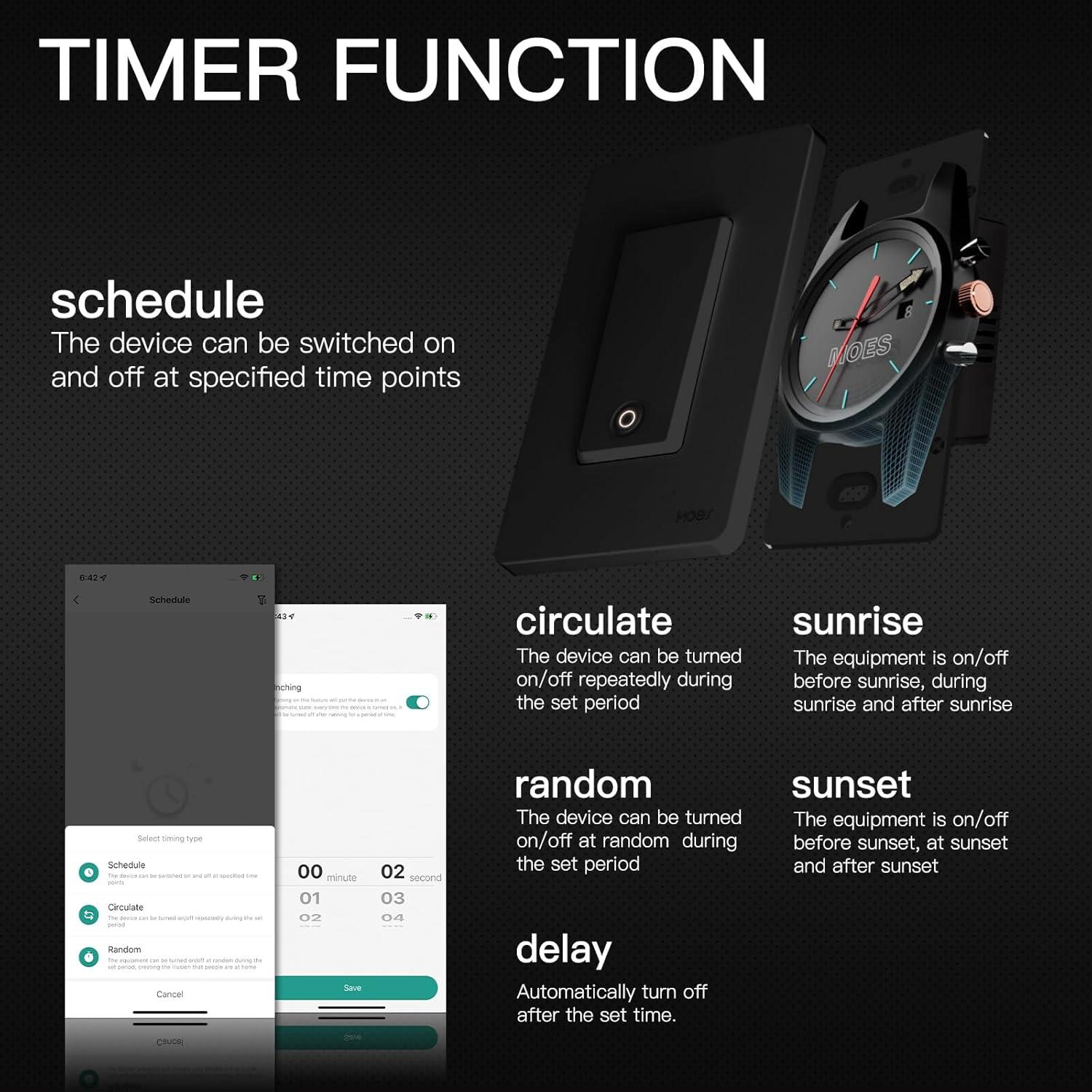 Interruptor de Luz Inteligente WiFi MOES 2 Gang Control Remoto