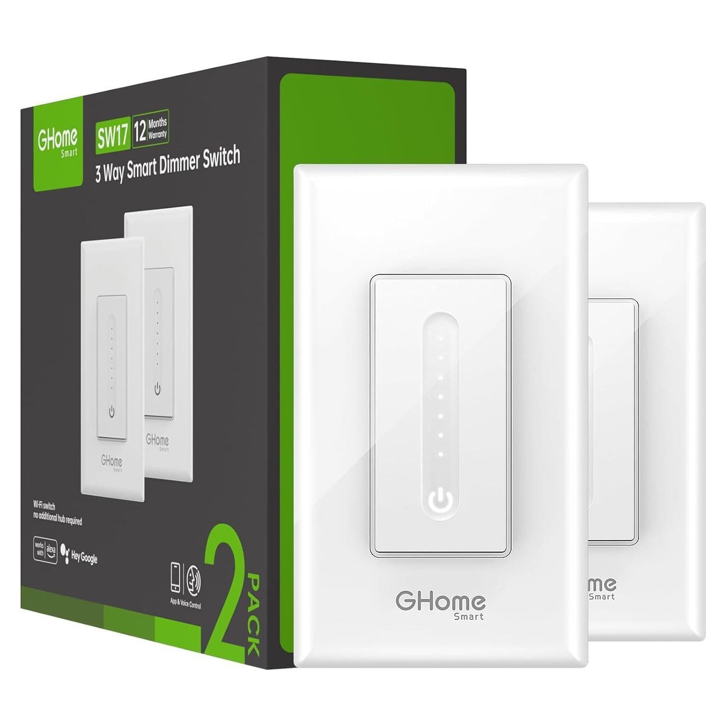 Interruptor Inteligente Regulador de Luz GHome SW17 Paquete de 2