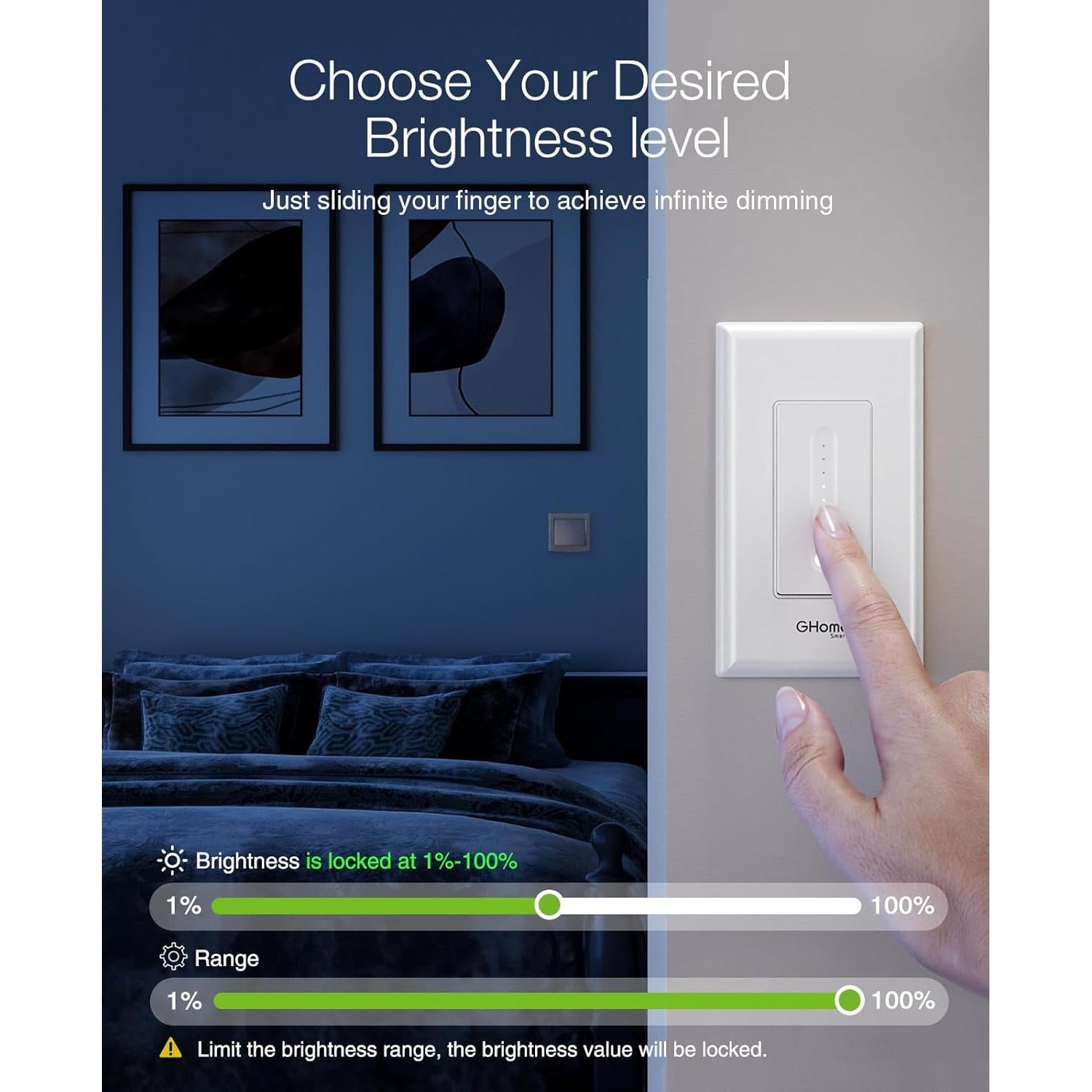 Interruptor Inteligente Regulador de Luz GHome SW17 Paquete de 2