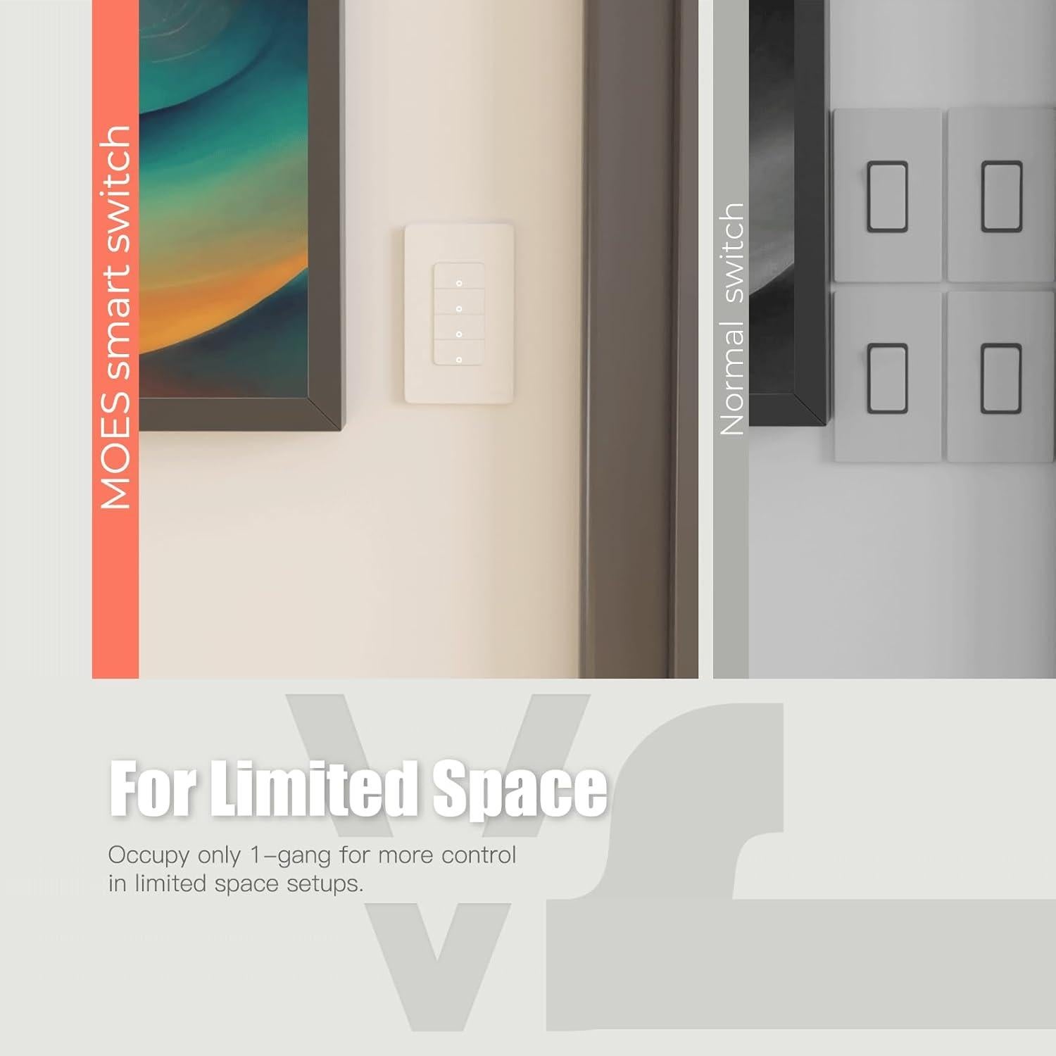 Interruptor Doble Inteligente MOES 2 Gang Wi-Fi 2.4GHz Blanco