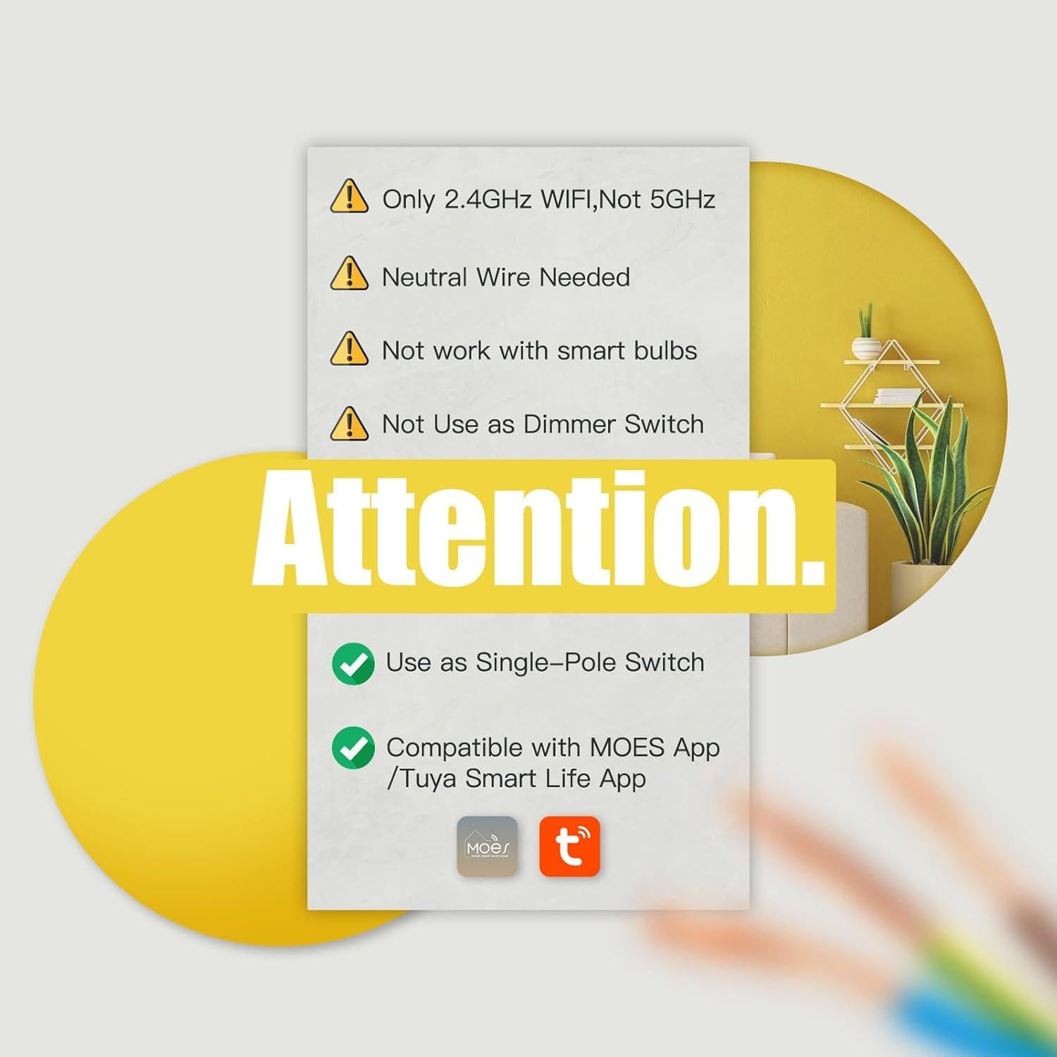 Interruptor Doble Inteligente MOES 2 Gang Wi-Fi 2.4GHz Blanco