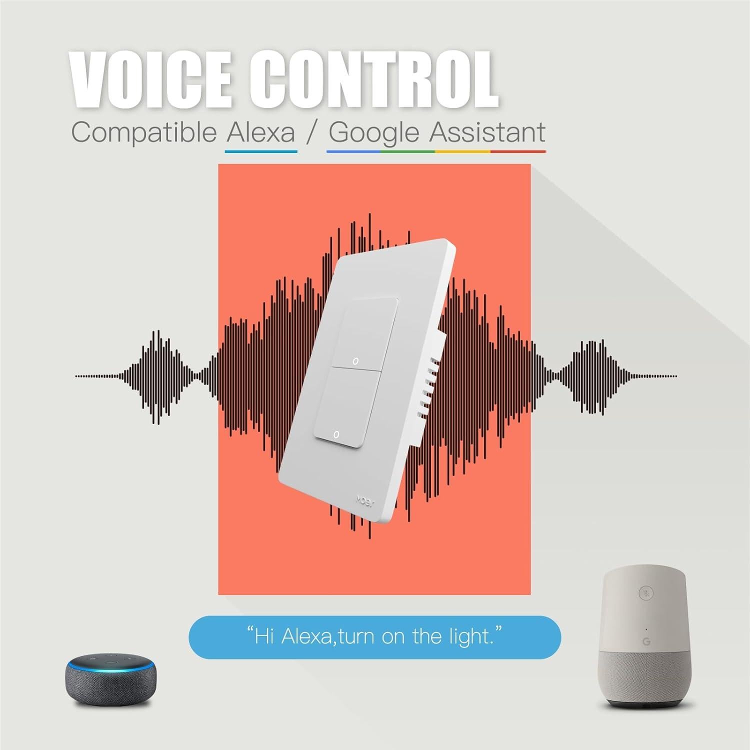 Interruptor Doble Inteligente MOES 2 Gang Wi-Fi 2.4GHz Blanco