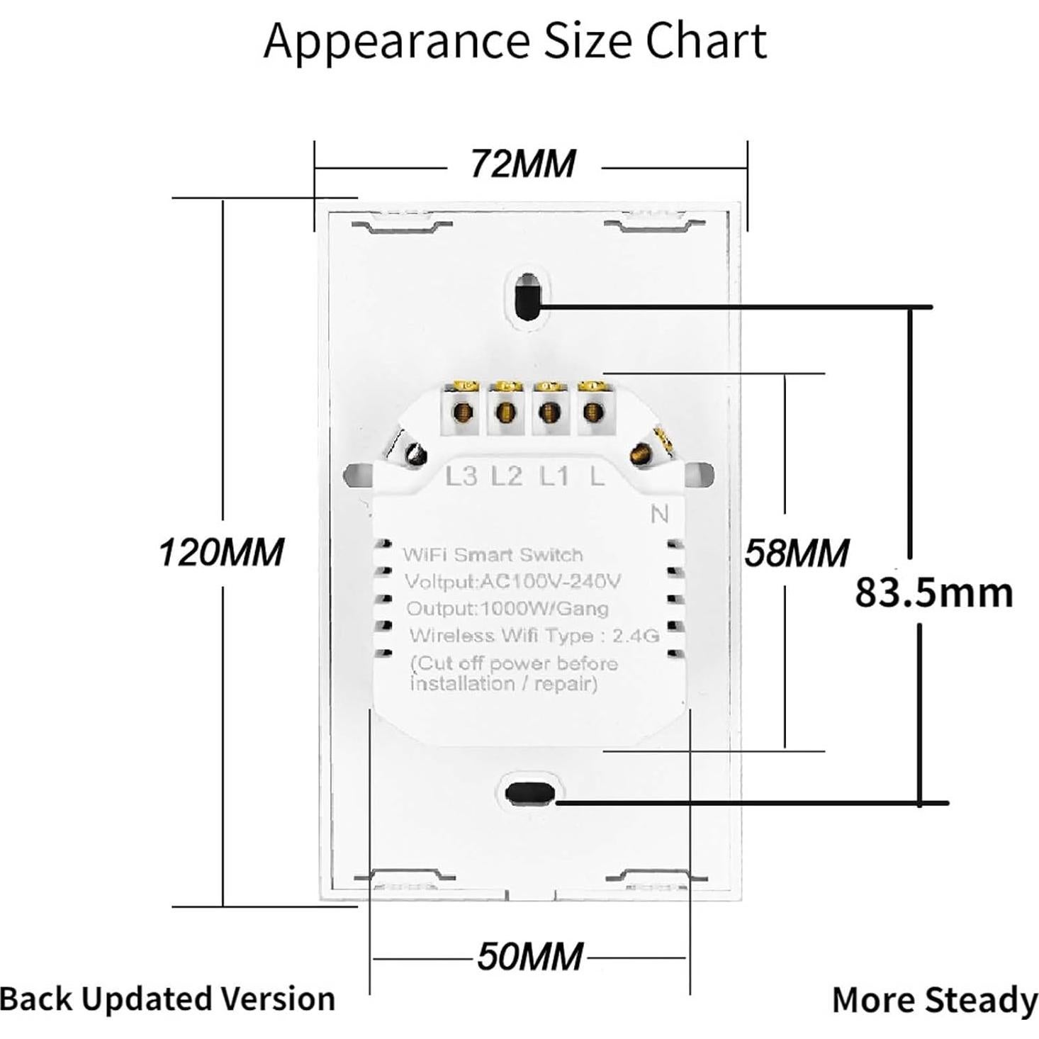 Interruptor de Luz Táctil Inteligente Lslinagmei 3 Gang WiFi