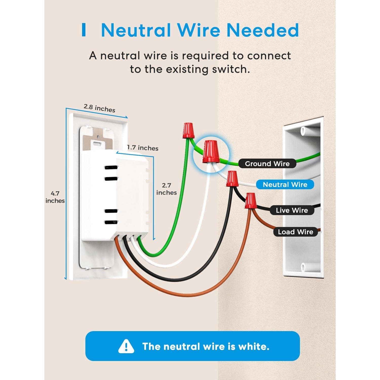 Interruptor de Luz Inteligente Meross Paquete de 4 Wi-Fi 2.4GHz
