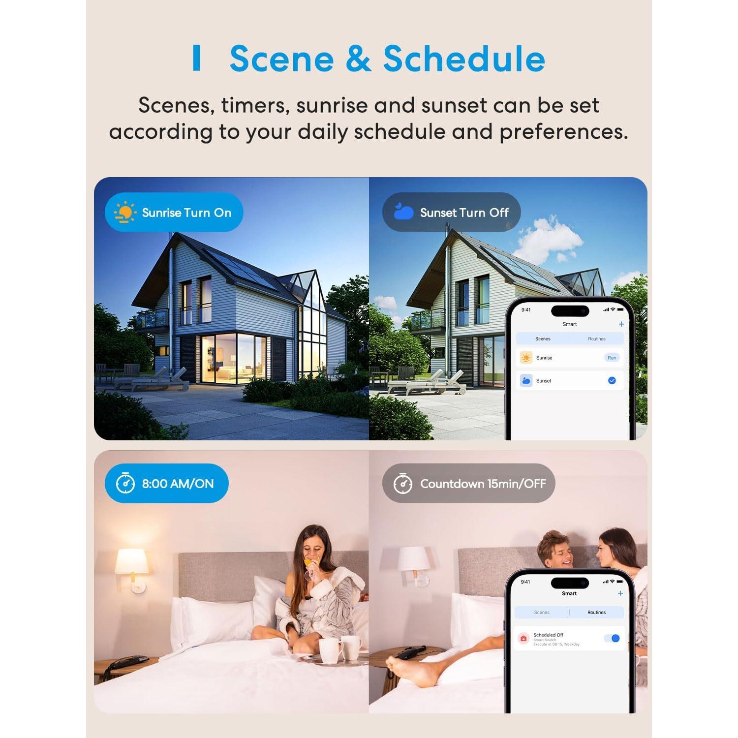 Interruptor de Luz Inteligente Meross Paquete de 4 Wi-Fi 2.4GHz