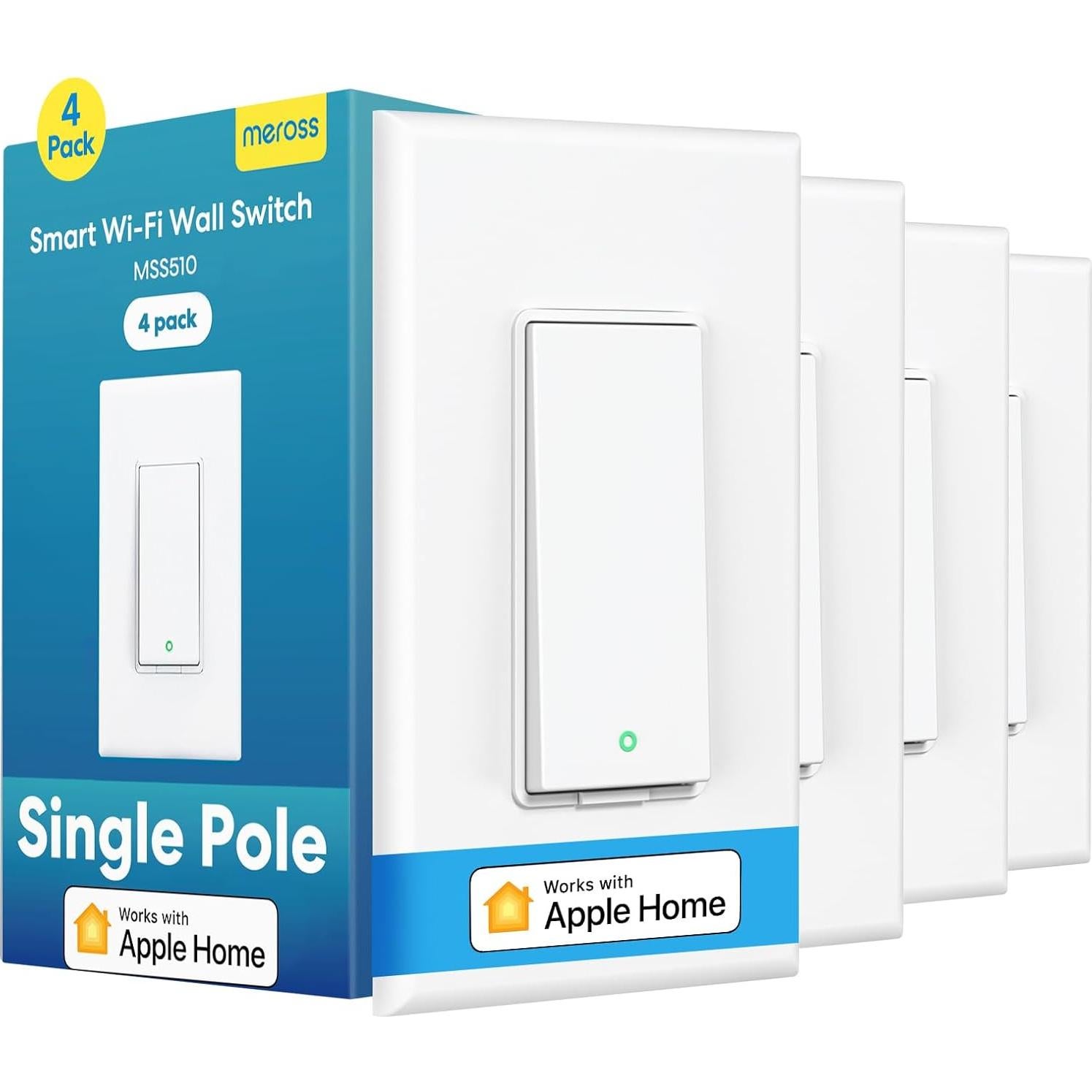 Interruptor de Luz Inteligente Meross Paquete de 4 Wi-Fi 2.4GHz