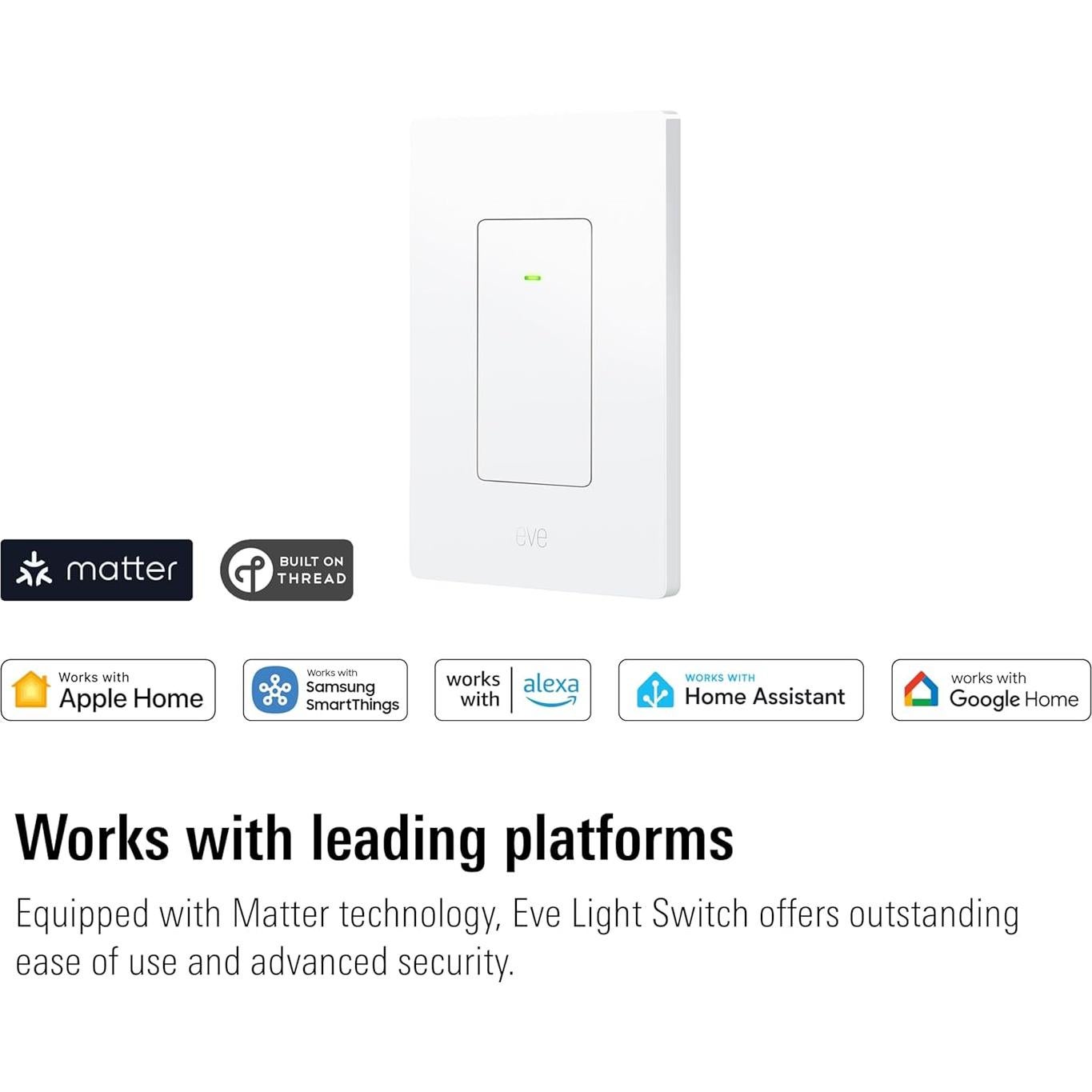 Interruptor de Luz Inteligente Eve (Matter) 2-Pack - Compatible con Apple, Alexa, Google