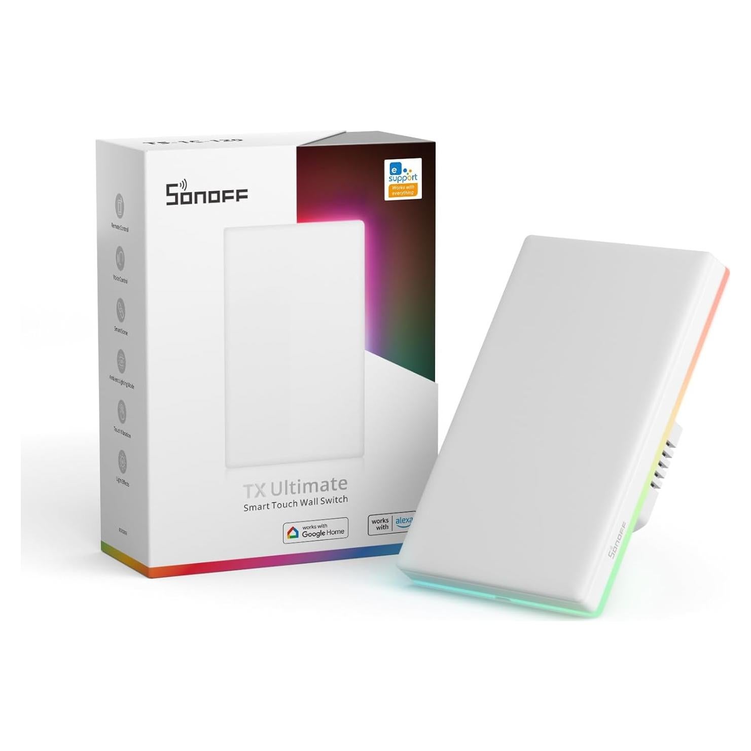 Interruptor de Luz Inteligente SONOFF T5 WiFi 2.4GHz Control Voz