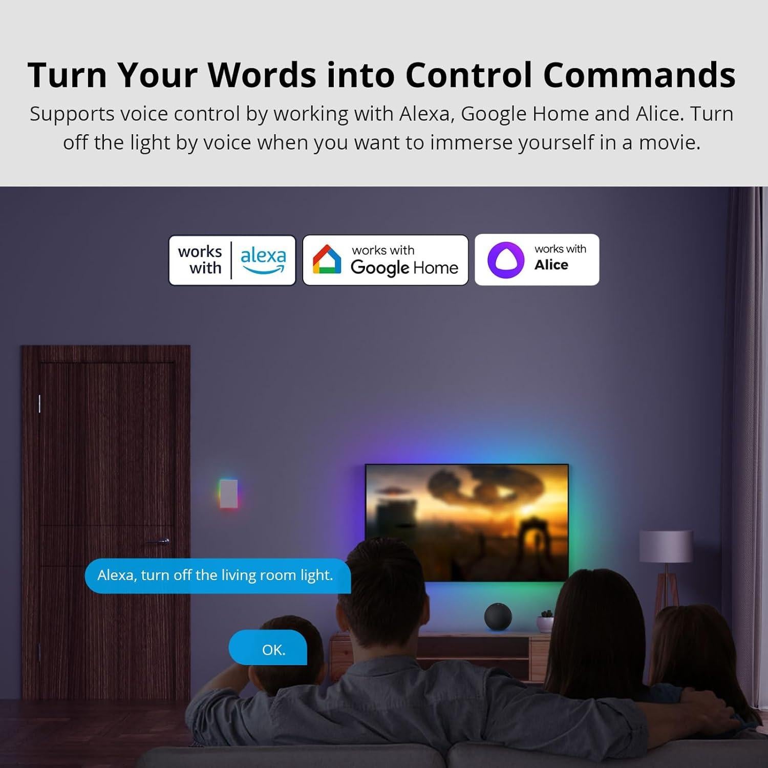 Interruptor de Luz Inteligente SONOFF T5 WiFi 2.4GHz Control Voz